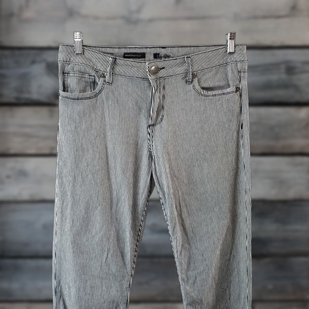 Vintage KUT from the Kloth Womens Brigitte Skinny Roll Up Pants Sz 10 Blue Striped Size 32" / US 10 / IT 46 - 1 Thumbnail