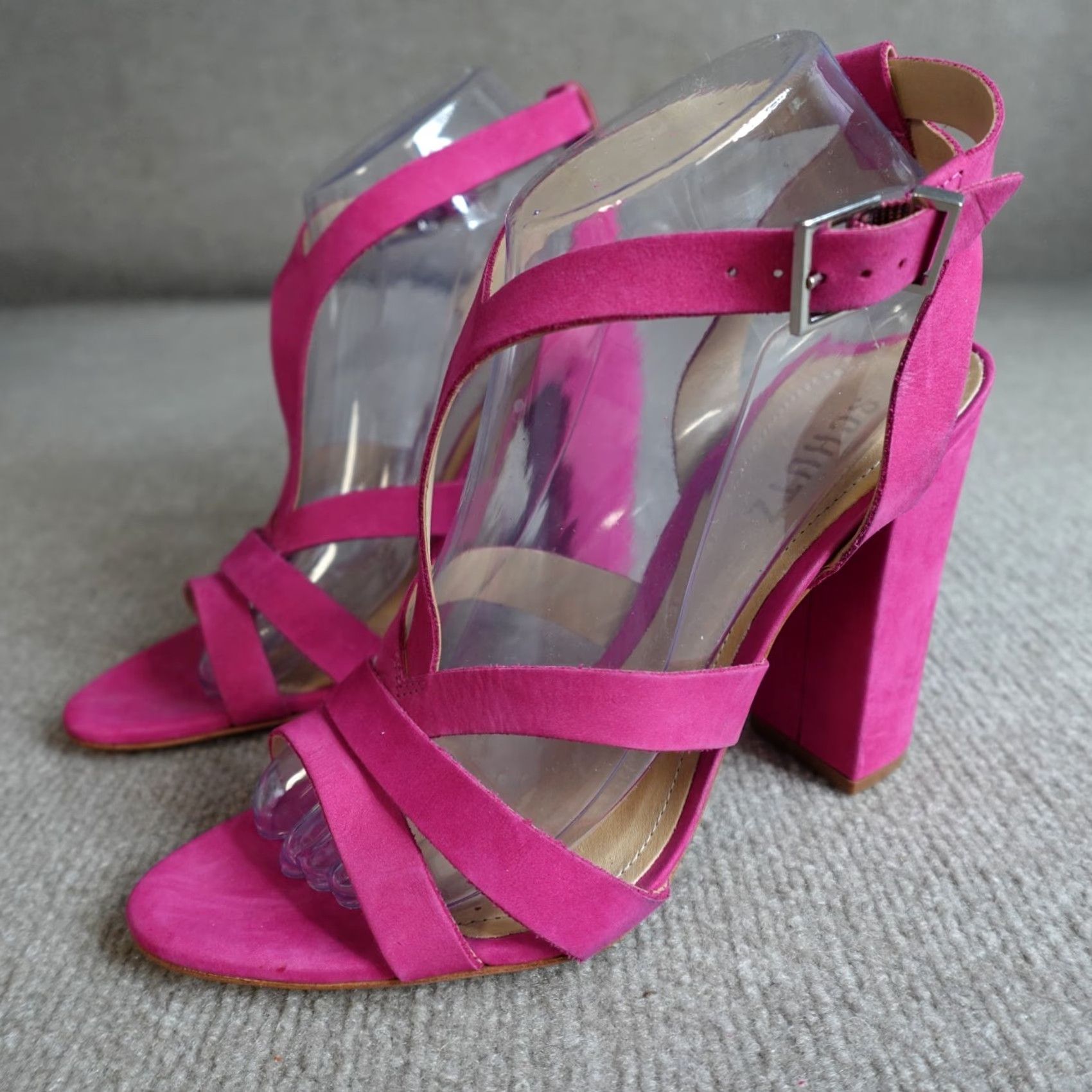 Pinko Schulz Womens Pumps Heel Pink Suede 8.5 Block Buckle Party/Cocktail Size US 9 / IT 39 - 2 Thumbnail