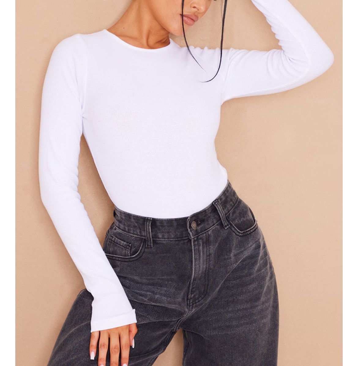 Other PLT Long Sleeve White Bodysuit Size S / US 4 / IT 40 - 1 Thumbnail