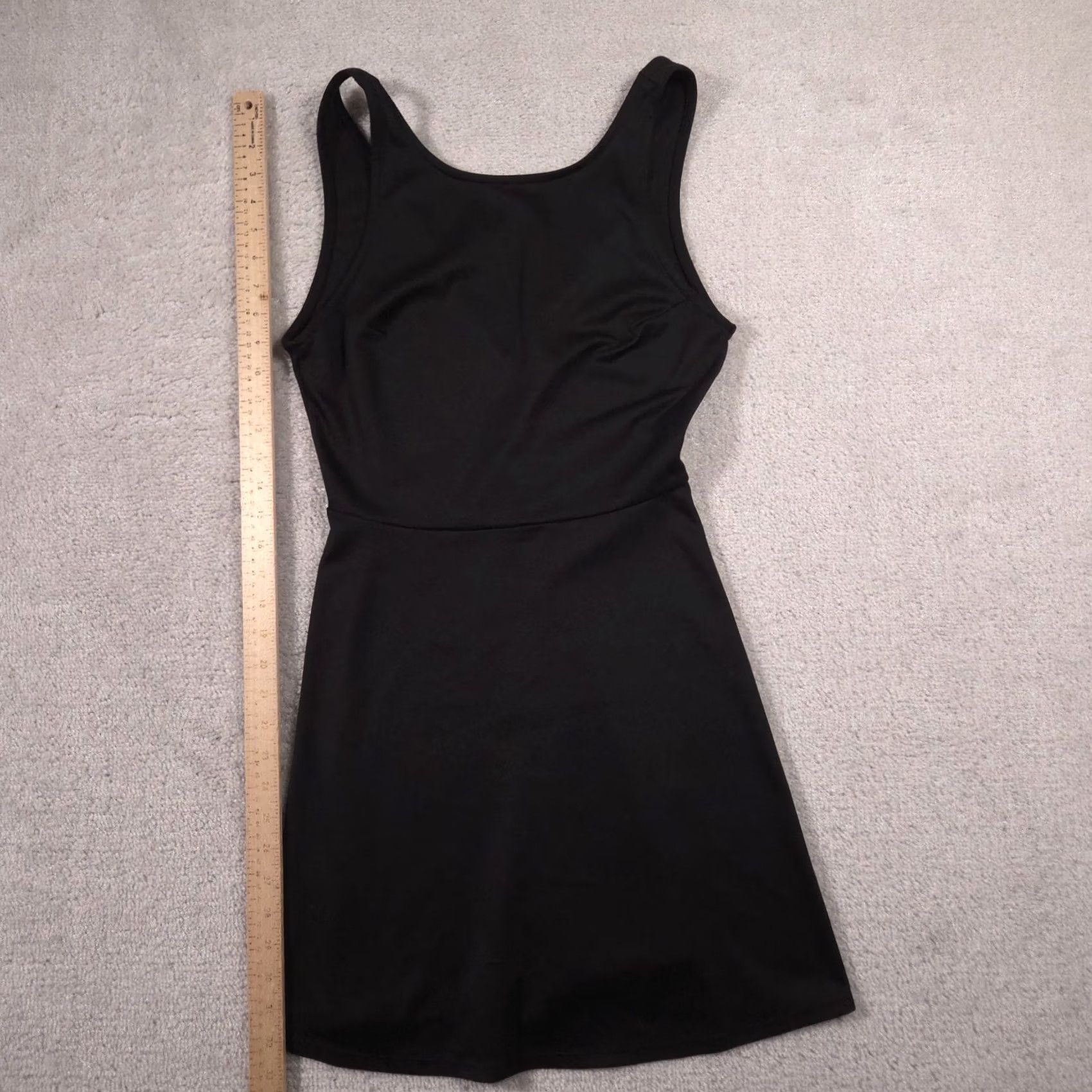 H&M Divided by H&M Black Solid Fit & Flare Strappy Sleeveless Short Dress Womens 8 Size 30" / US 8 / IT 44 - 4 Thumbnail