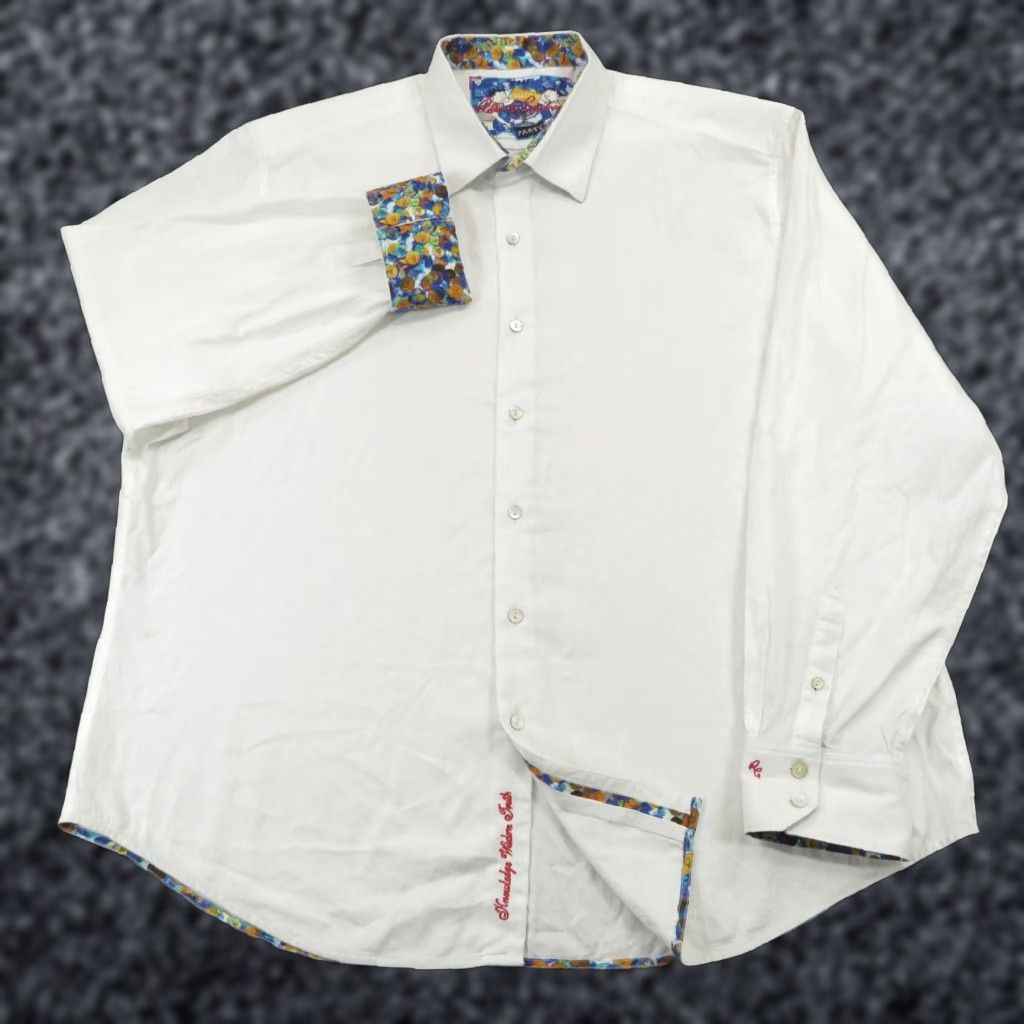 Robert Graham VINTAGE Robert Graham Shirt Men XXXL White Jewish Chanukah Dreidel Jacquard Flip Cuff 3X Size US XXL / EU 58 / 5 - 1 Thumbnail
