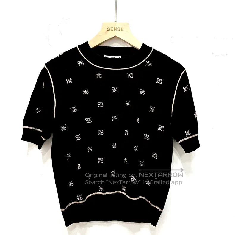 Fendi Fendi Double F Embroidered Knit Sweater, 3D Embroidery, Co Size XXS / US 00 / IT 34 - 1 Thumbnail