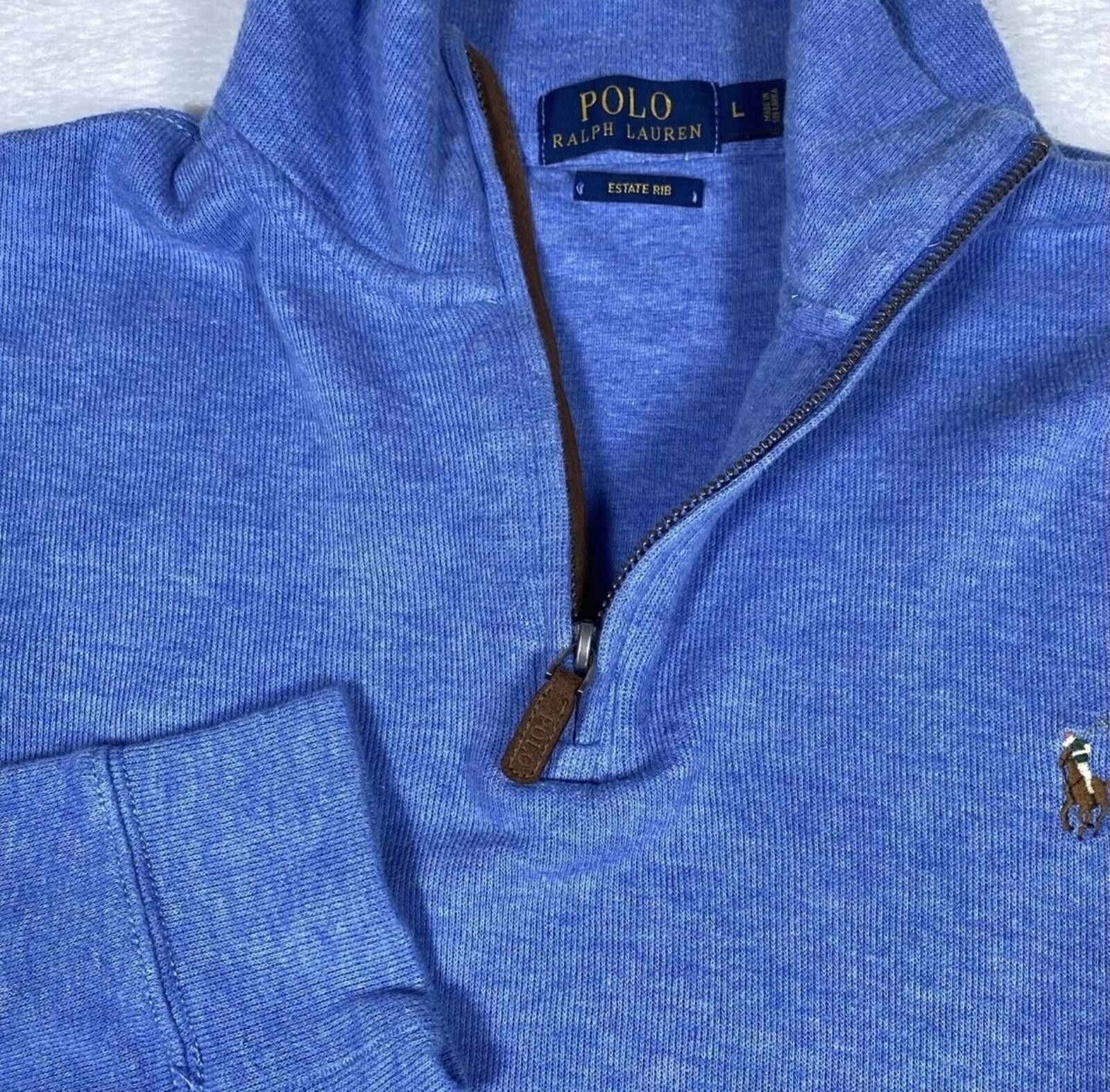 Polo Ralph Lauren Polo Ralph Lauren Estate Rib Large 1/4 Zip Men’s Blue Long S Size US L / EU 52-54 / 3 - 3 Thumbnail