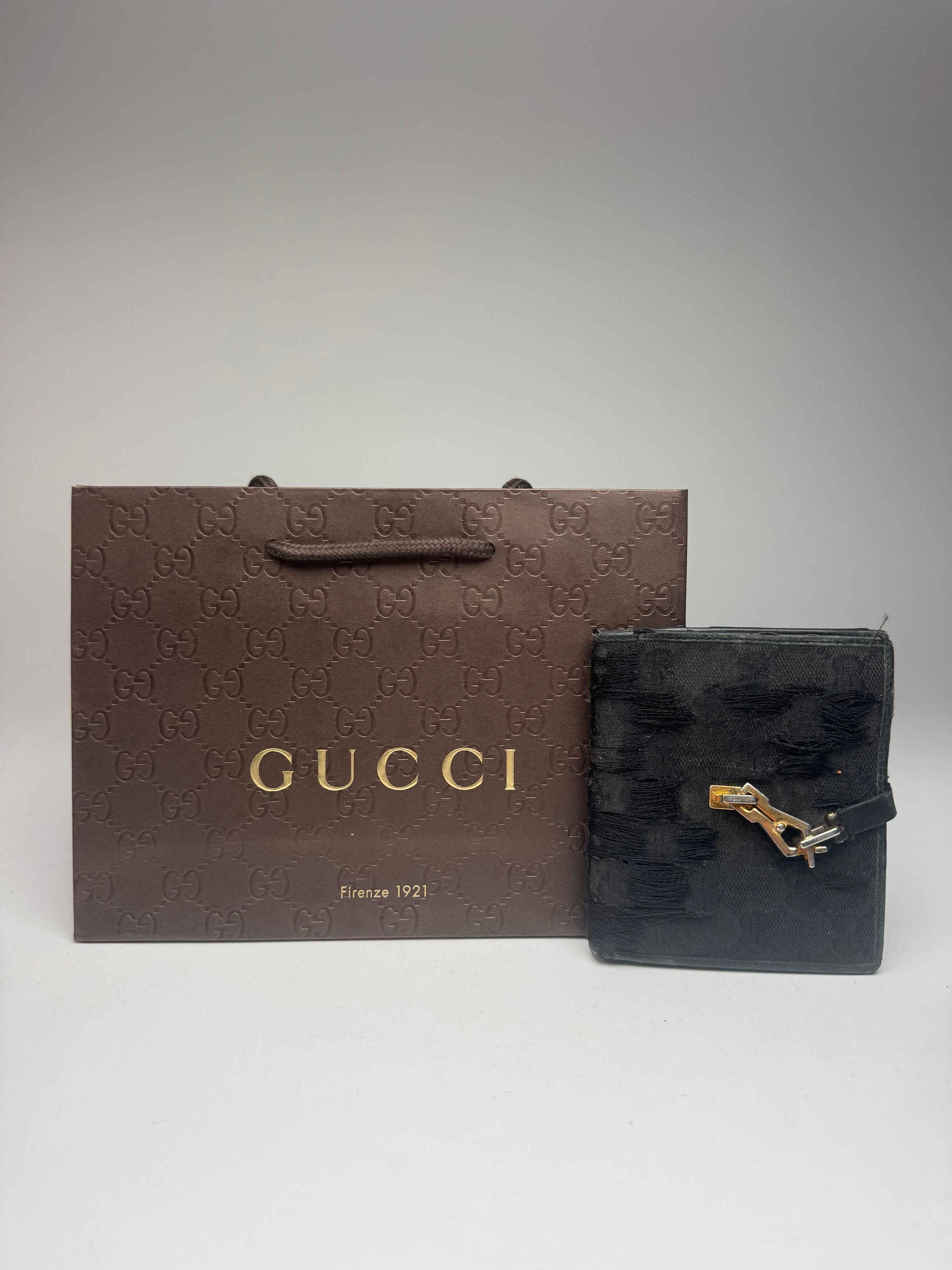 Gucci Vintage Canvas leather wallet black Size ONE SIZE - 1 Thumbnail