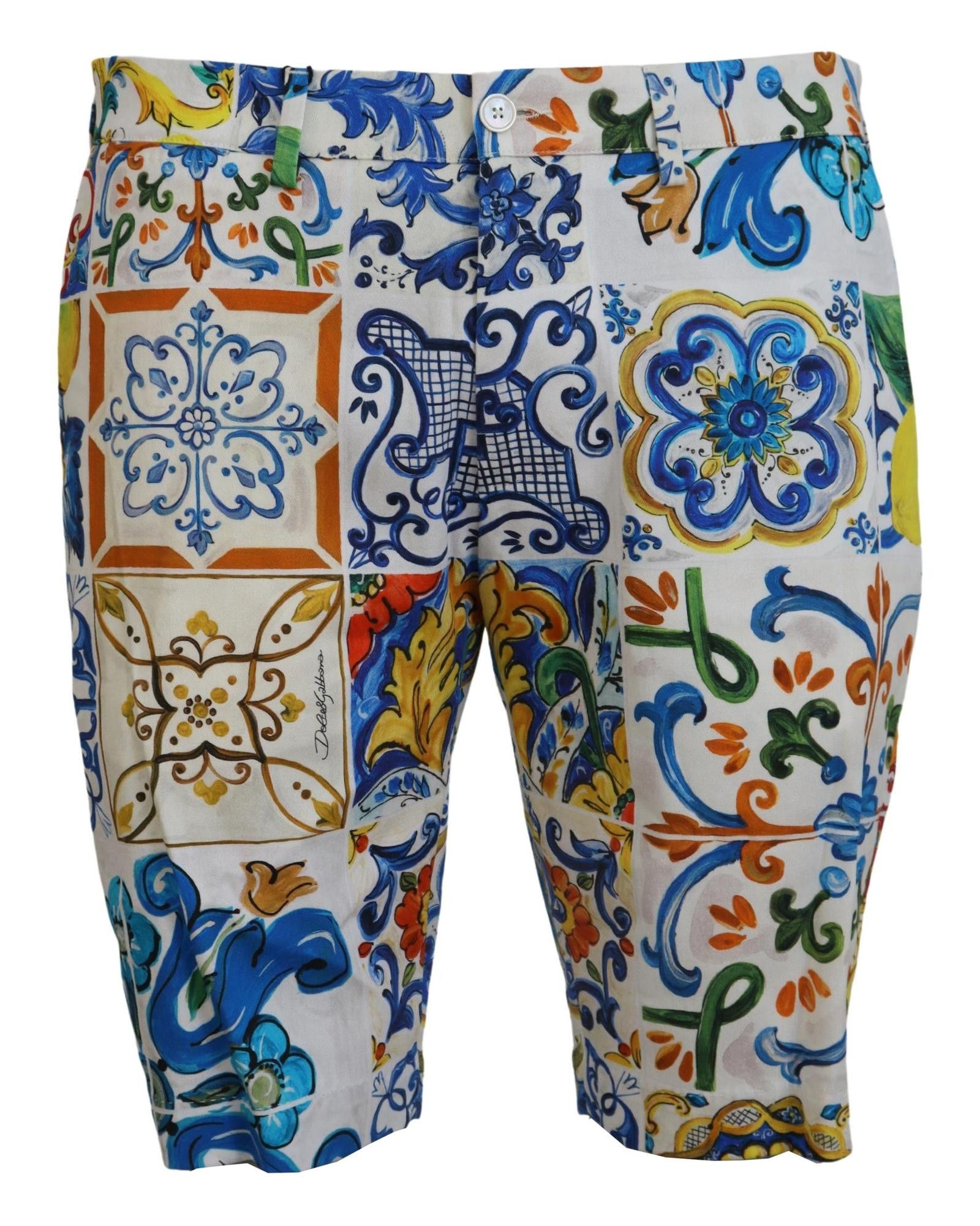 image of Dolce Gabbana Printed Cotton Chinos Shorts, Men's (Size 28)