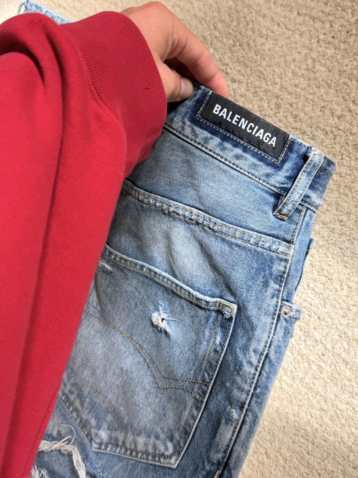 Balenciaga Balenciaga Organic Blue Japanese Denim Dirty Pale Blue Size US 34 / EU 50 - 2 Thumbnail
