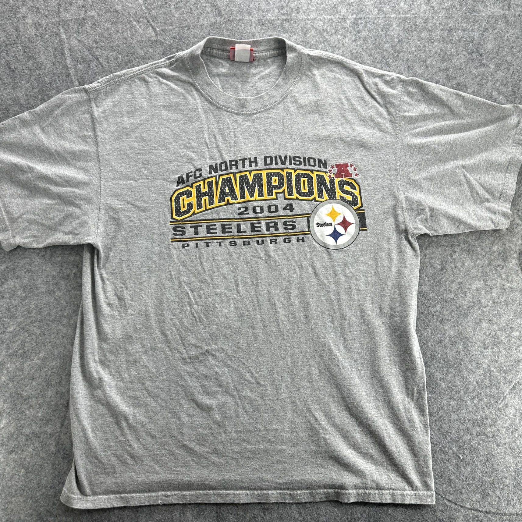 NFL VINTAGE Steelers Shirt Mens XL Gray 2004 AFC North Champions NFL Tee Size US XL / EU 56 / 4 - 2 Thumbnail