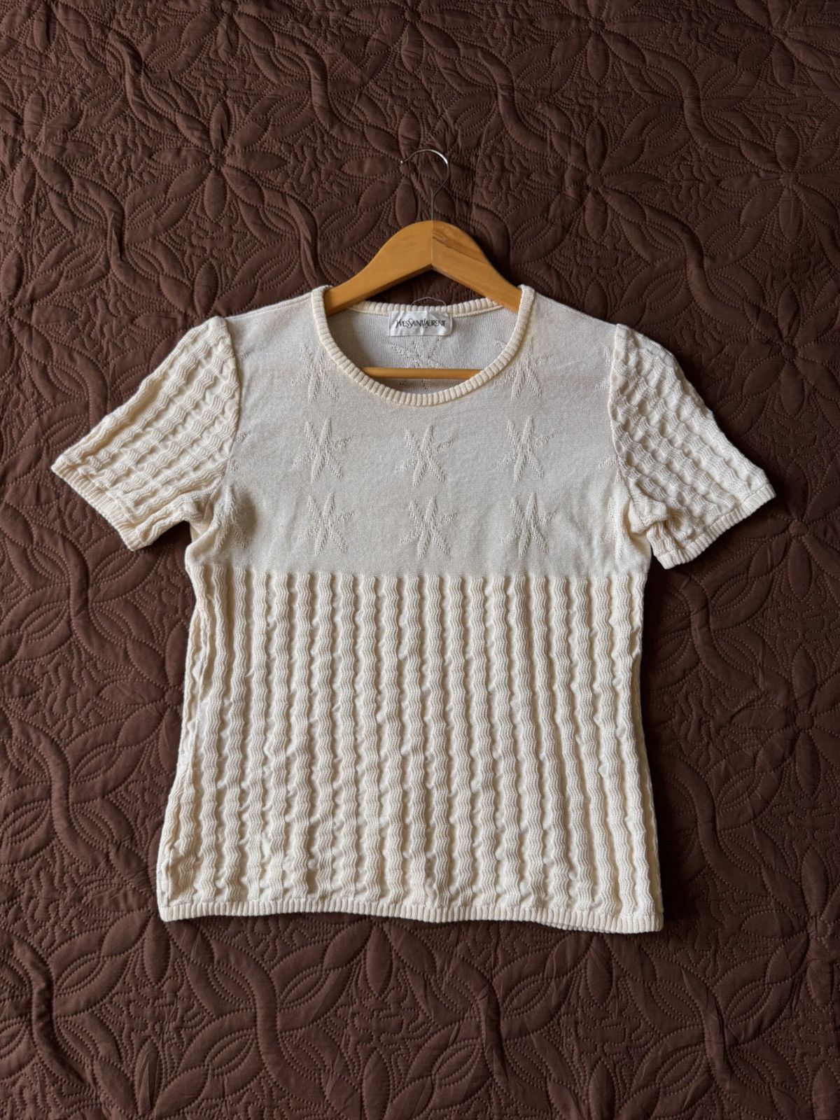 Yves Saint Laurent Vintage Yves Saint Laurent (YSL)short-sleeved knit top Size S / US 4 / IT 40 - 1 Thumbnail