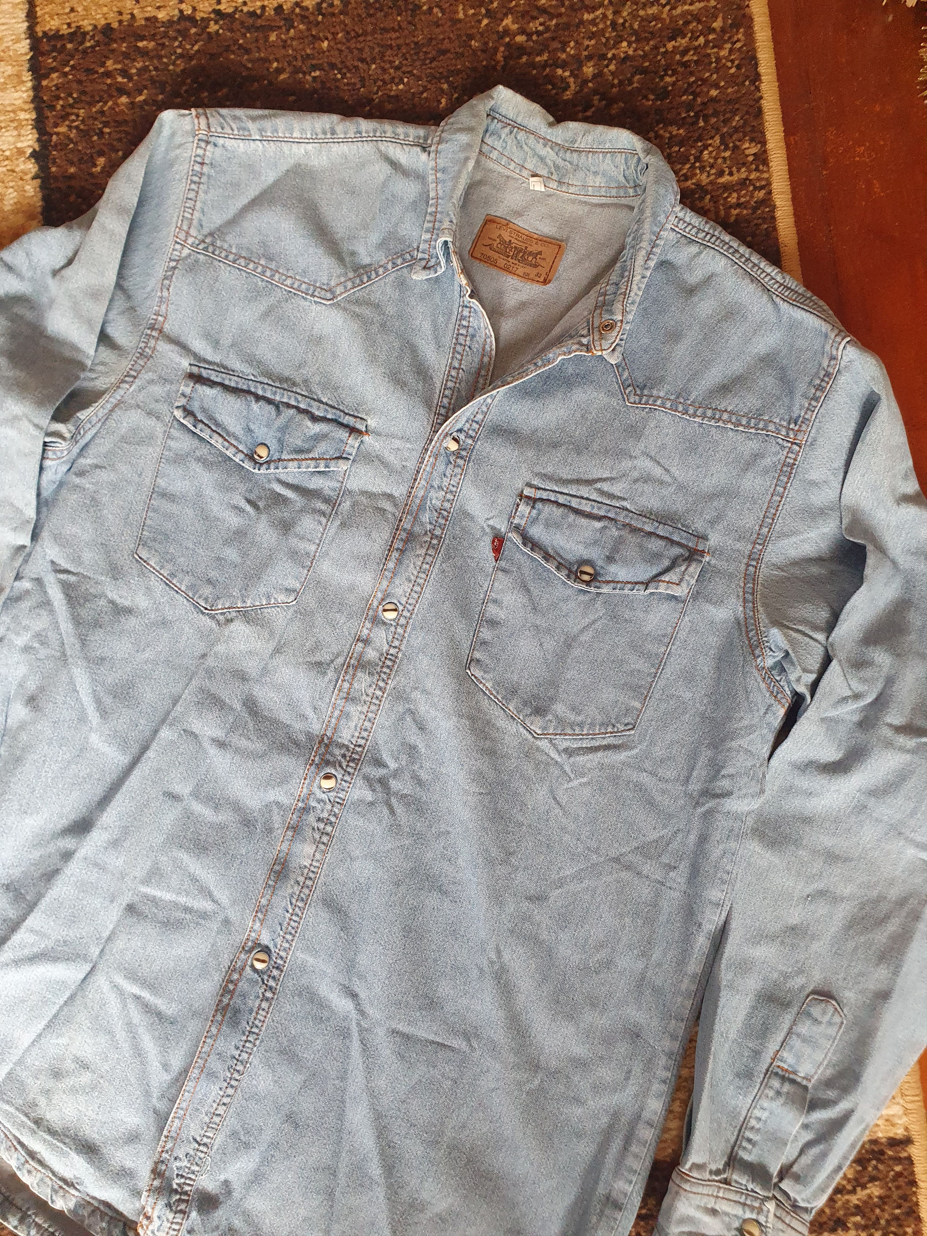 Levi's × Vintage Levis Vtg Made in USA 70505 0217 Pearl Snap Denim shirt sz M Size US M / EU 48-50 / 2 - 8 Thumbnail