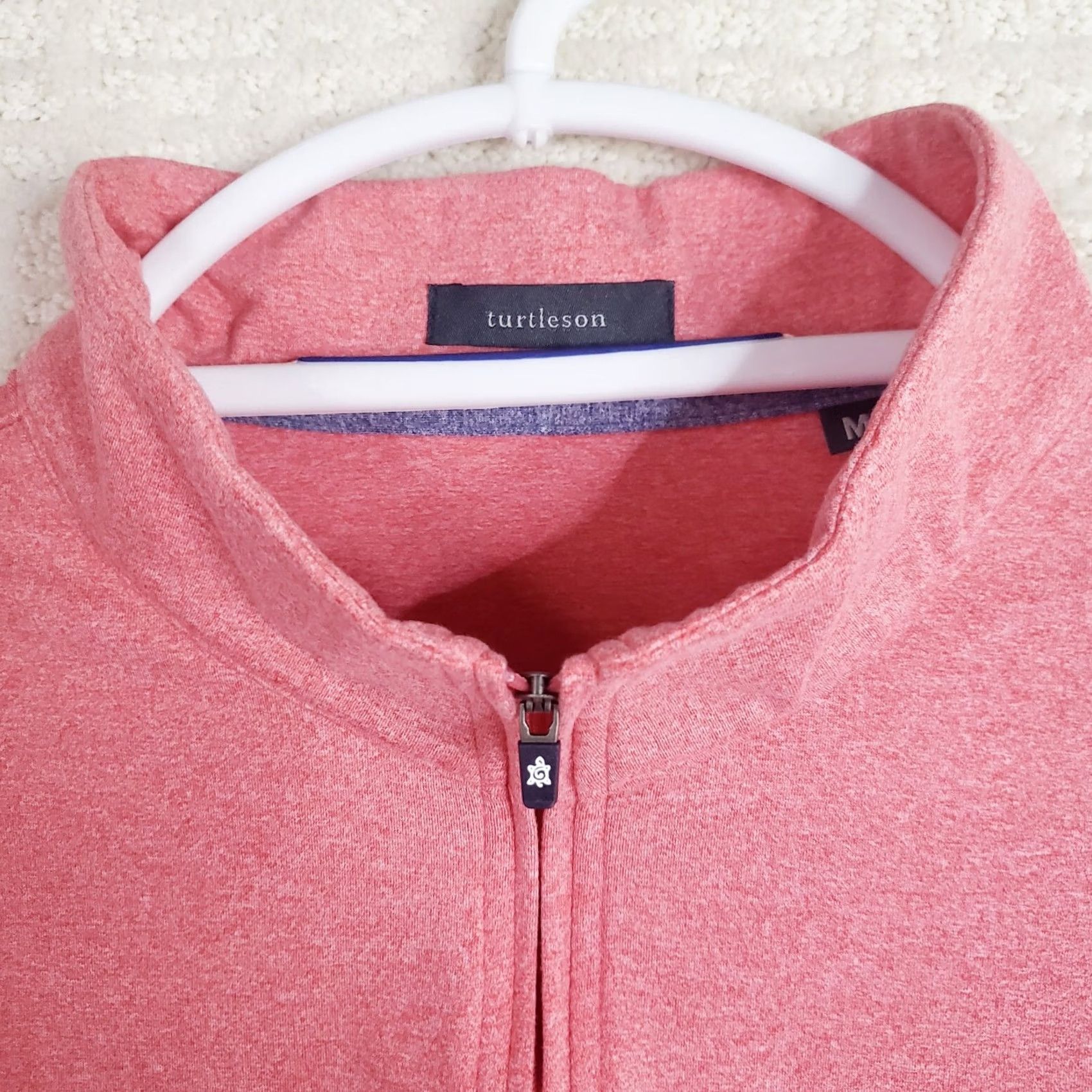 Pinko Turtleson Mens M 1/4 Zip Pullover Sweater Heathered Pink Coral Spring Island SC Size US M / EU 48-50 / 2 - 6 Thumbnail