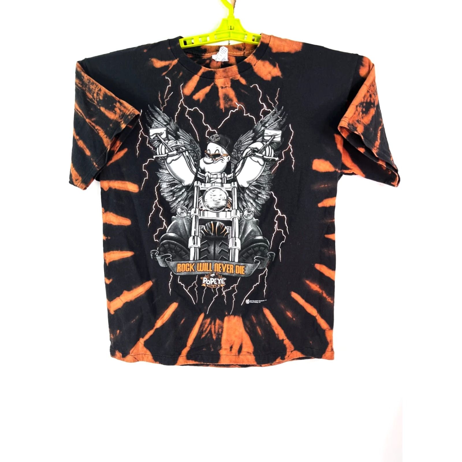 Delta Popeye Rock Will Never Die Mens Black Reverse Tie Dye Graphic T Shirt Size L Size US L / EU 52-54 / 3 - 2 Thumbnail
