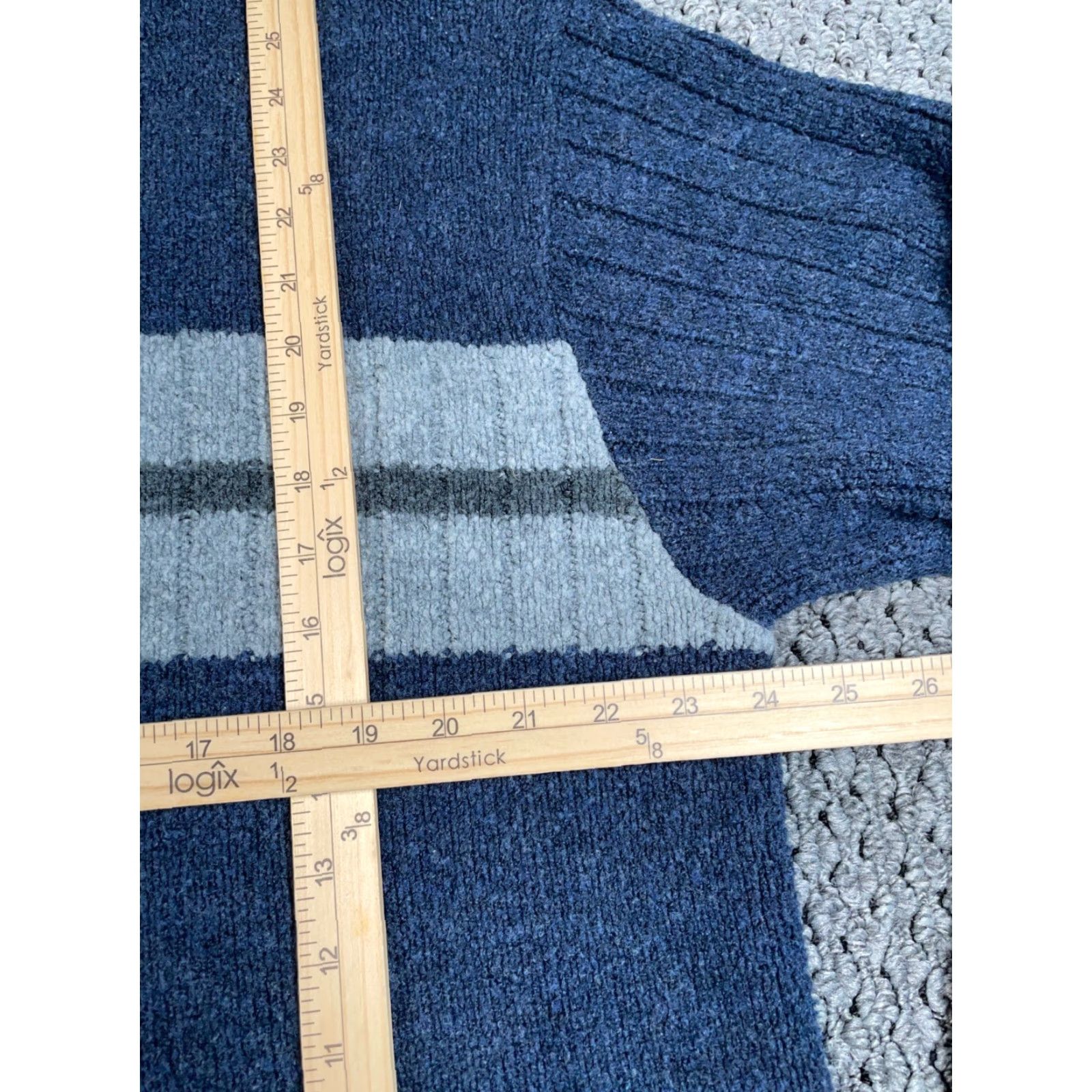 Vintage VTG 90s Preppy Striped Pattern Sweater Adult 2XL Dark Blue Chunky Knit Skater Size US XXL / EU 58 / 5 - 6 Thumbnail
