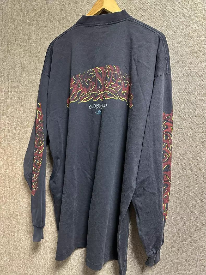 Balenciaga Balenciaga Flame Retro Distressed Long Sleeve T-Shirt Size US M / EU 48-50 / 2 - 2 Thumbnail