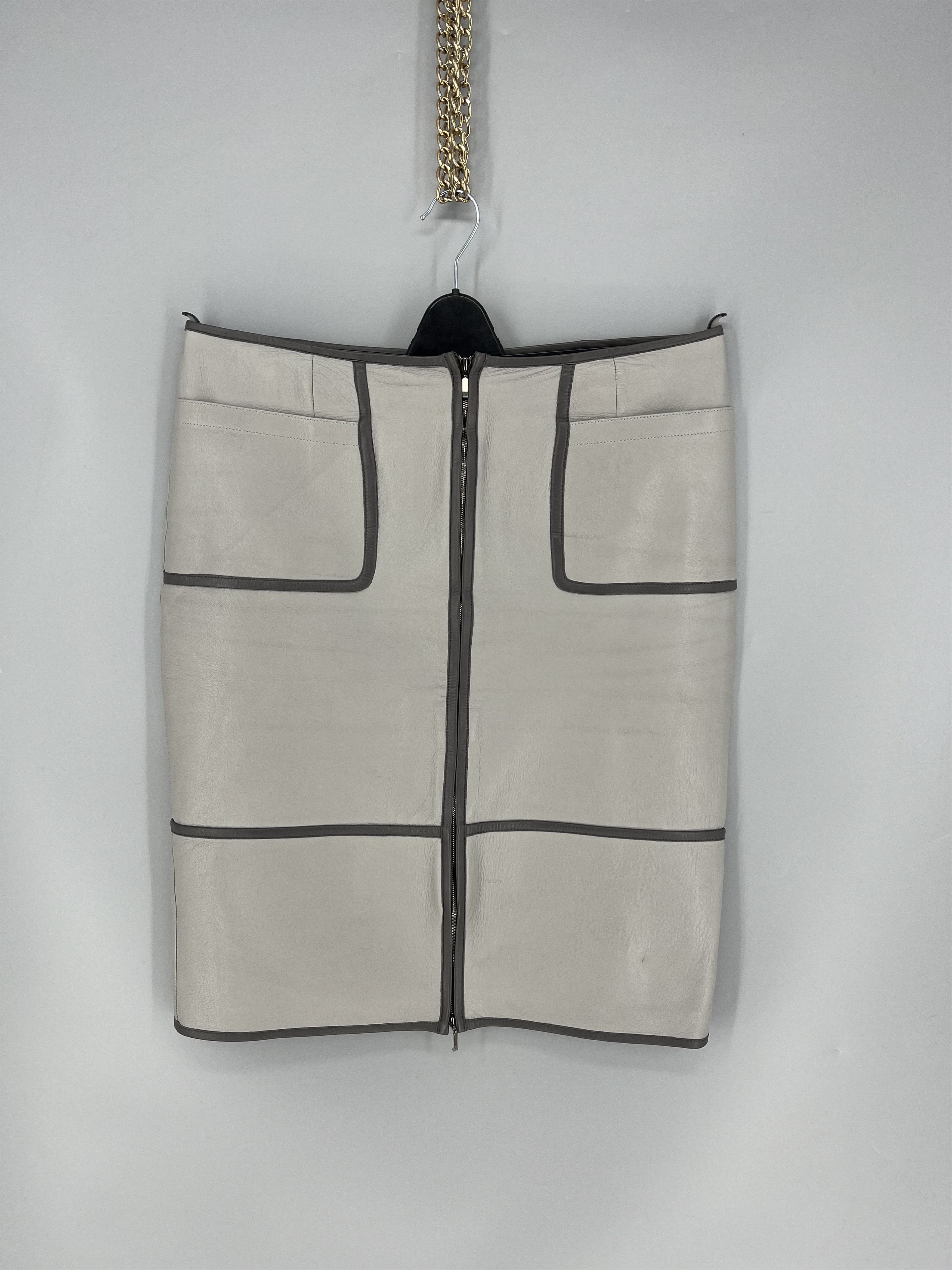 Escada Escada Vintage Leather Zip Skirt Size 40 Size 40" / US 18 - 1 Thumbnail