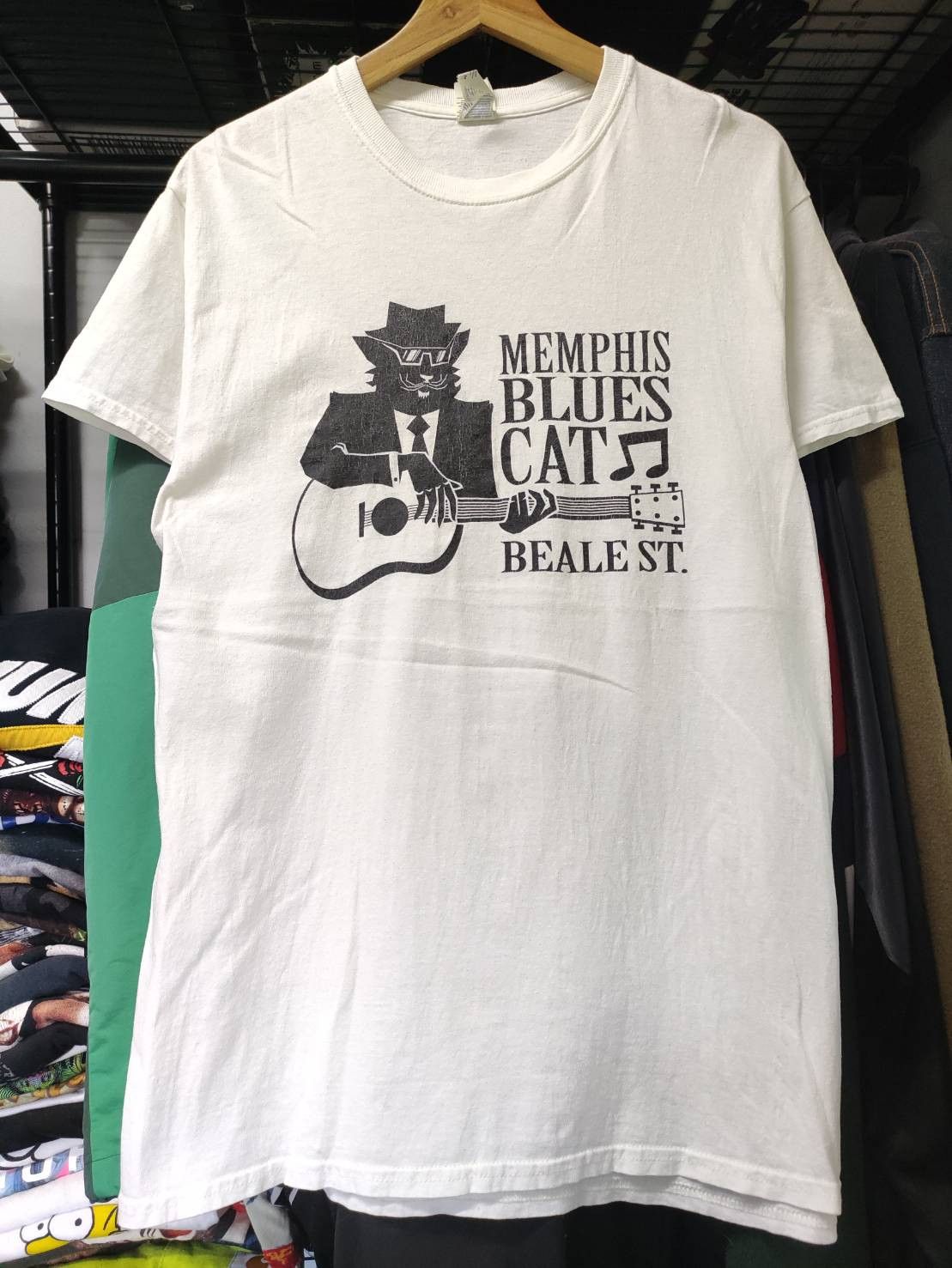 Band Tees Vtg 00's Memphis Blues Cat Beale ST. T-Shirt Size US M / EU 48-50 / 2 - 2 Thumbnail