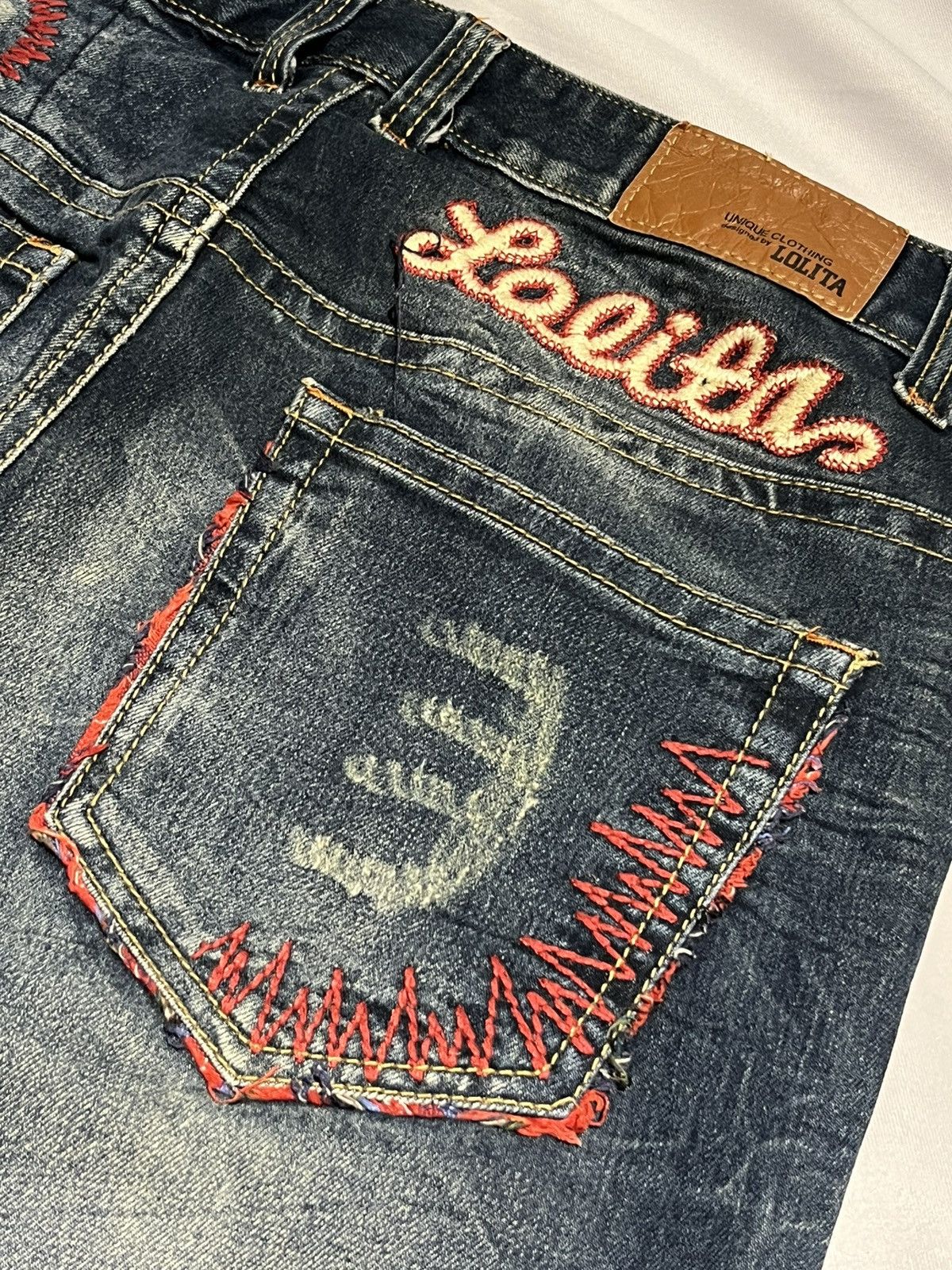Jean LOLITA JEANS JAPAN WIDE LEG MUDWASH BAGGY DENIM EMBROIDERED Size 29" - 7 Thumbnail