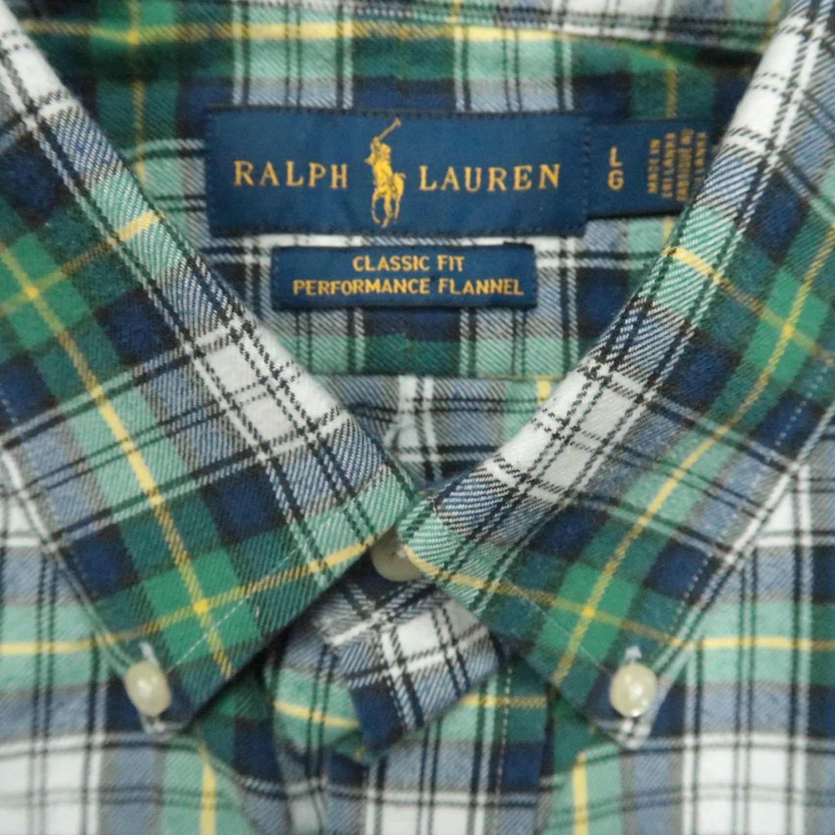 Ralph Lauren Ralph Lauren Shirt Mens Large Green Plaid Classic Fit Flannel Button-Up Size US L / EU 52-54 / 3 - 3 Thumbnail