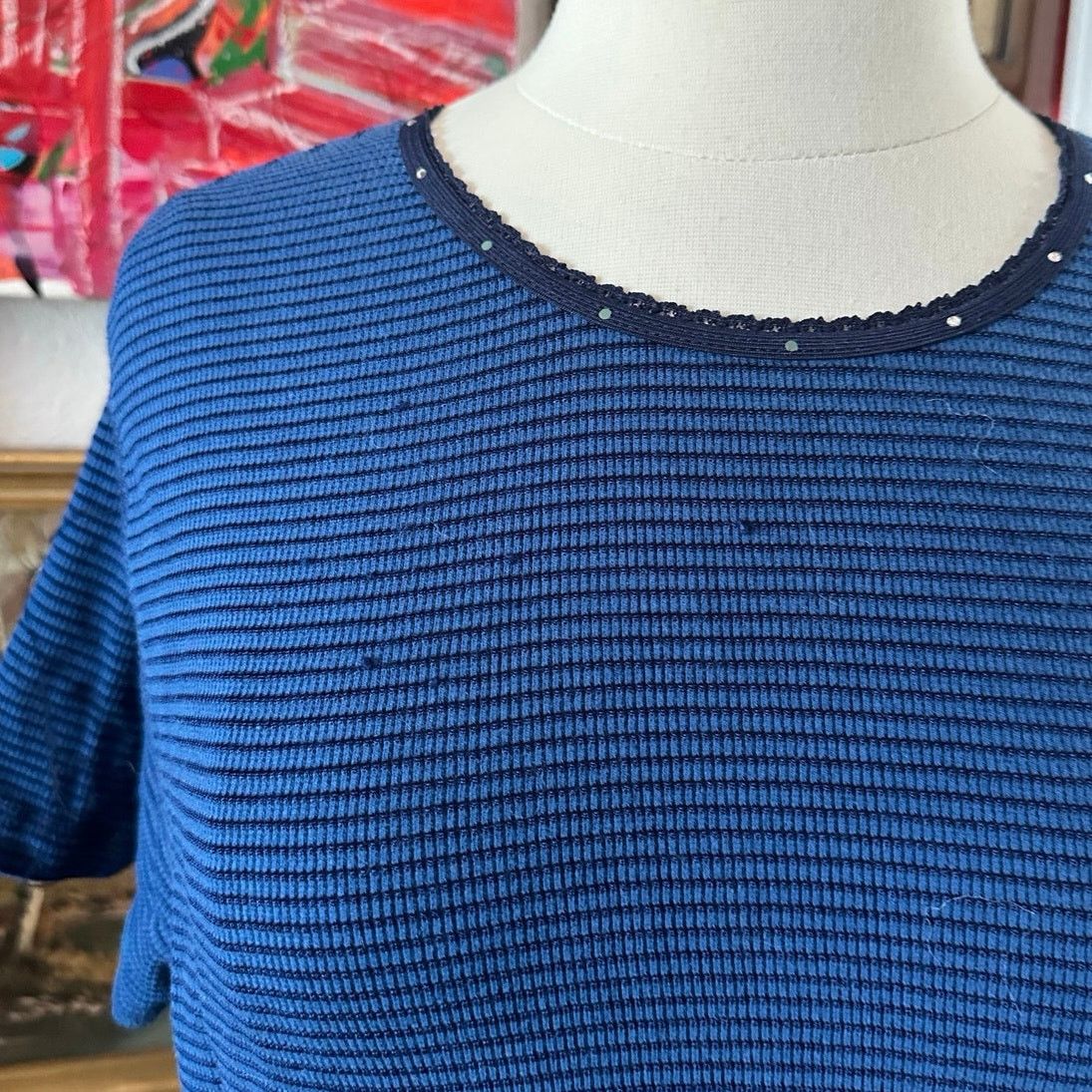 Faded Glory faded glory blue striped knit shirt Size XL / US 12-14 / IT 48-50 - 2 Thumbnail