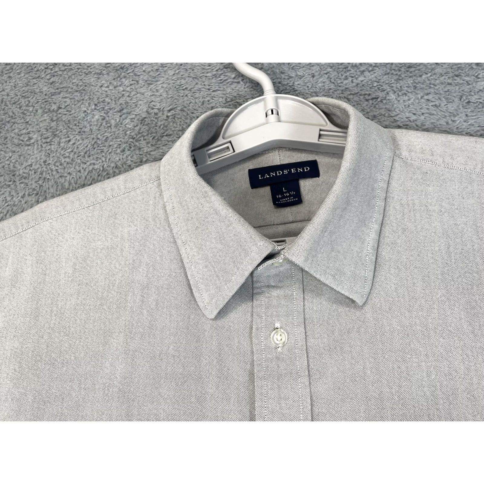 Lands' End Lands' End Shirt Mens Large Gray Long Sleeve Button Front Pocket Casual Work Dress Shirt Size US L / EU 52-54 / 3 - 3 Thumbnail