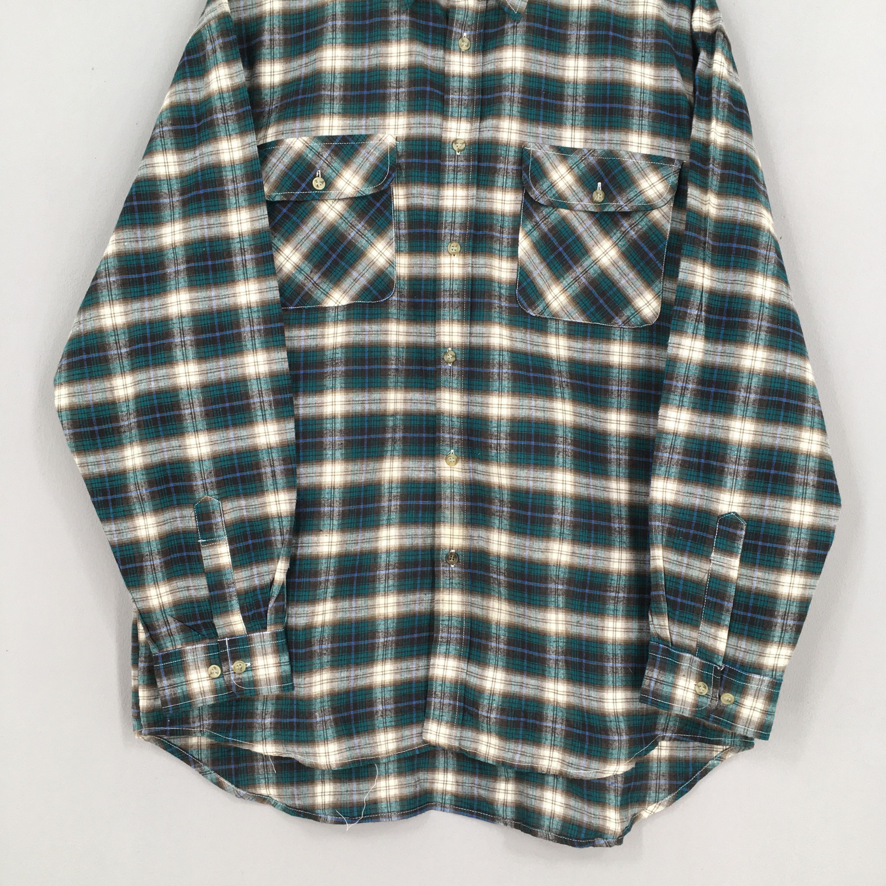 Flannel × Vintage Vintage 1980s Plaid Tartan Checkered Flannel Shirt Large Size US L / EU 52-54 / 3 - 3 Thumbnail