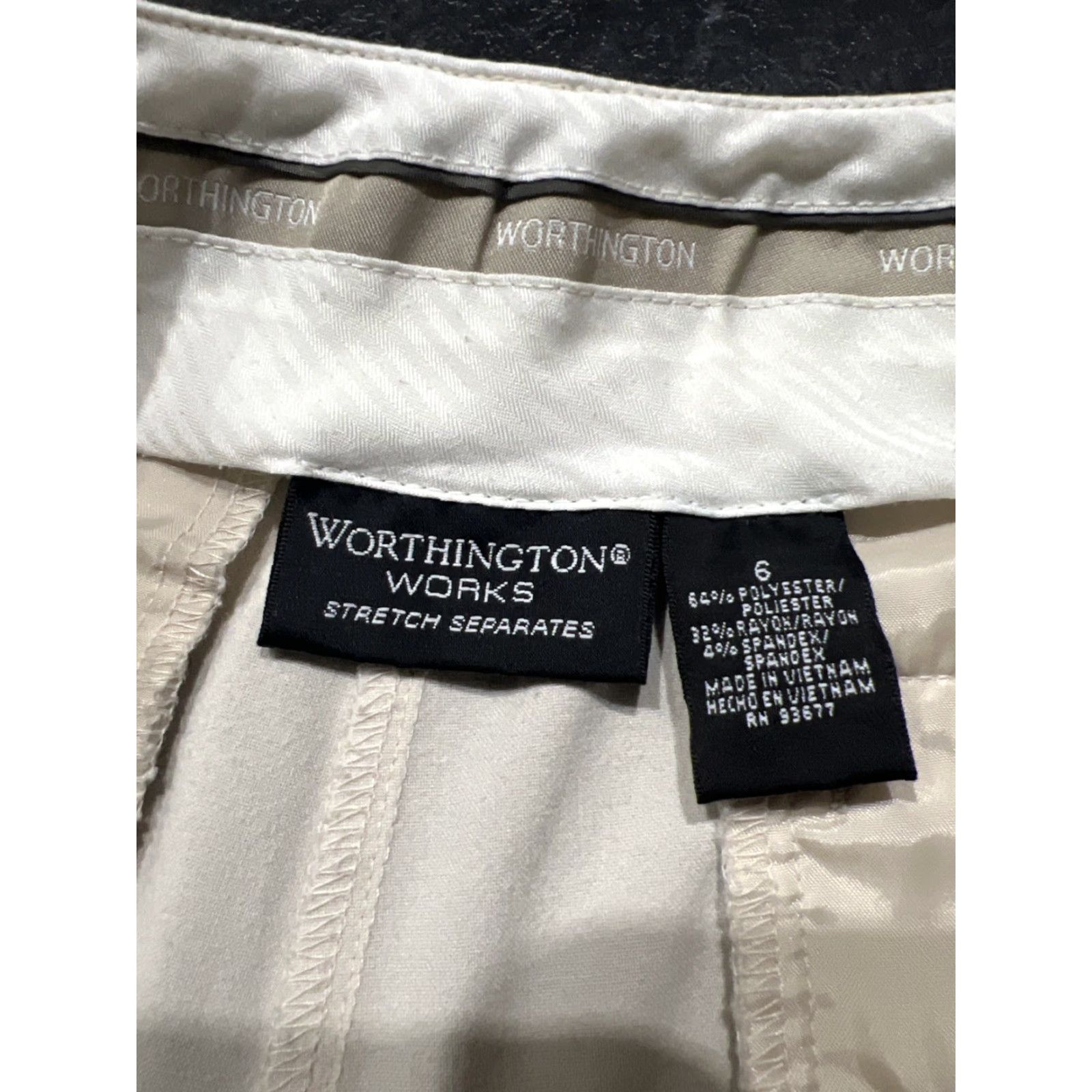 Worthington Worthington Womens Dress Pants Beige Flat Front Straight Leg Stretch Size 6 Regular Inseam 29in Pants Women Size 28" / US 6 / IT 42 - 4 Thumbnail