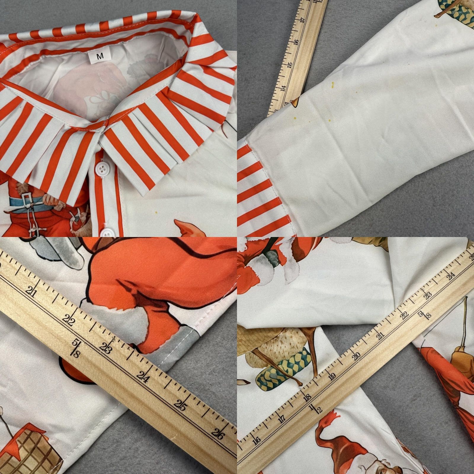 Vintage Santa Claus Christmas Shirt Medium White Red Striped Collar Long Sleeve Womens Size M / US 6-8 / IT 42-44 - 8 Thumbnail
