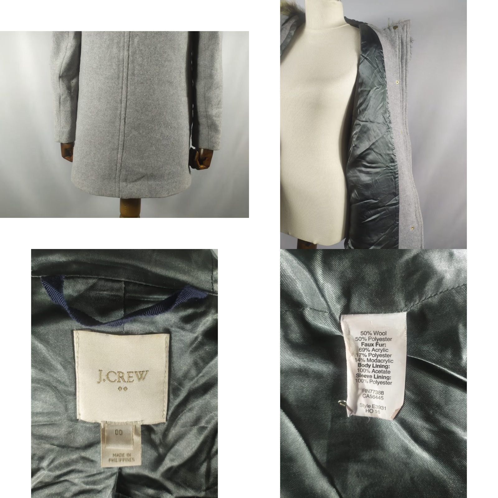 J.Crew J.CREW Coat Wool Blend Long Sleeve Zip Snap Gray 0 Women's Tweed Overcoat Long Jacketschort Size XS / US 0-2 / IT 36-38 - 8 Thumbnail