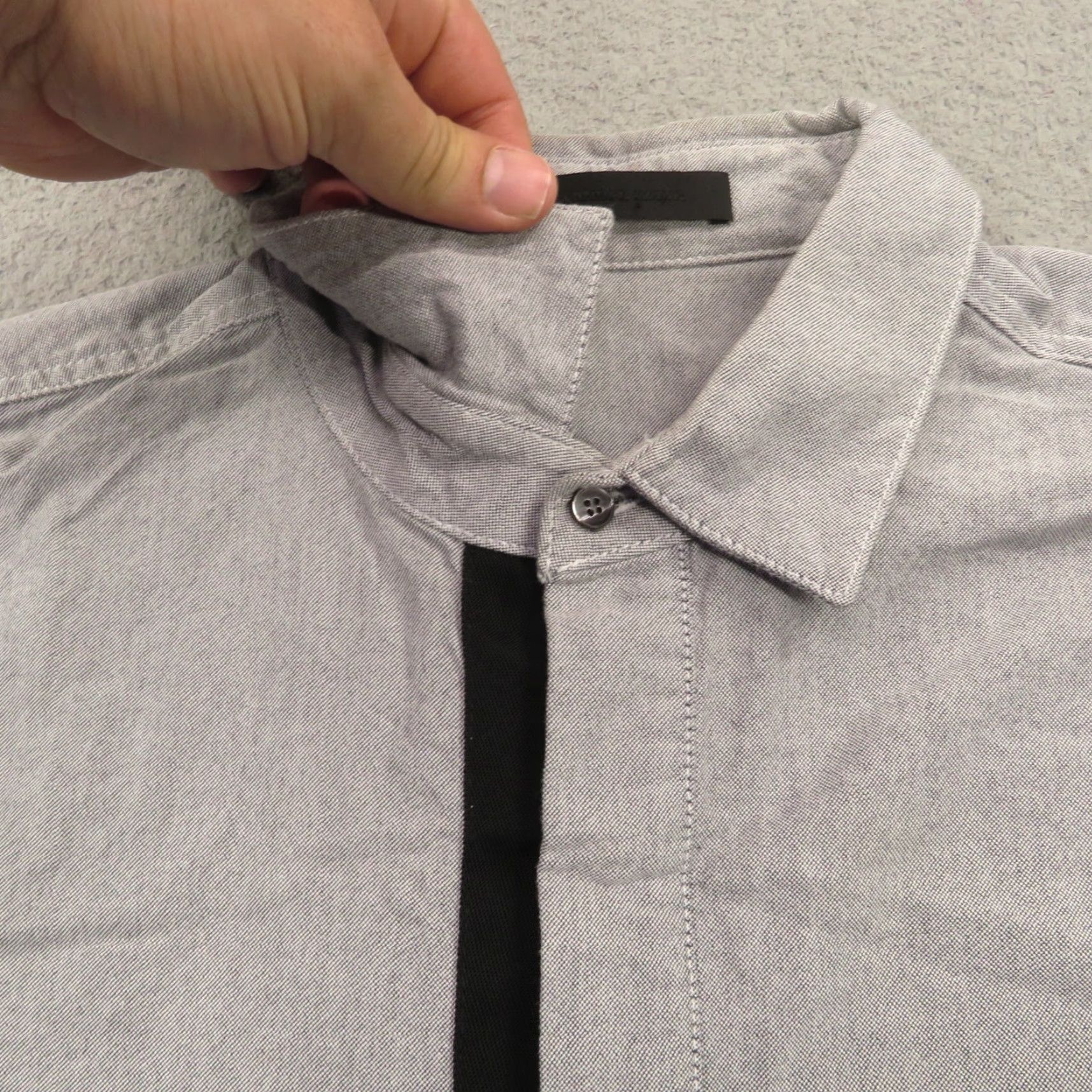 Alexander Wang Alexander Wang Shirt Mens XL Grey Chambray Snap Button Wool Band High Low Button Size US XL / EU 56 / 4 - 6 Thumbnail