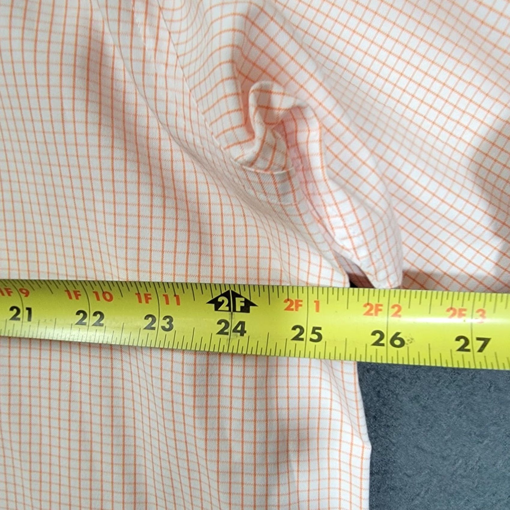 Vintage Measure Up 3XL Button-Down Shirt Adult Short Sleeve Check Orange Cotton Casual - Mens Size US XXL / EU 58 / 5 - 6 Thumbnail