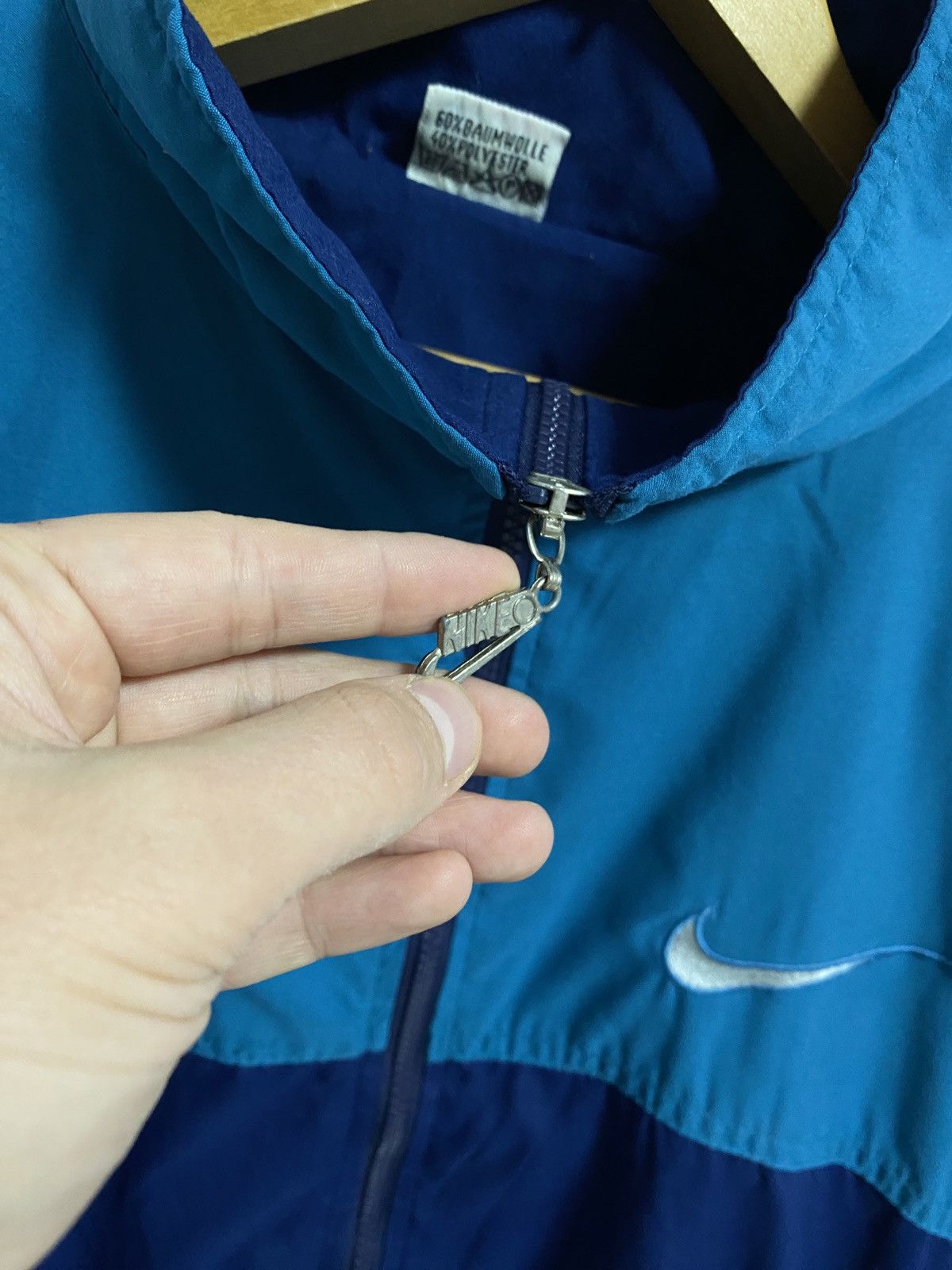 Nike × Vintage 💙 Vintage Zip Up Sweater NIKE Big Swoosh Double Logo Size US M / EU 48-50 / 2 - 6 Thumbnail