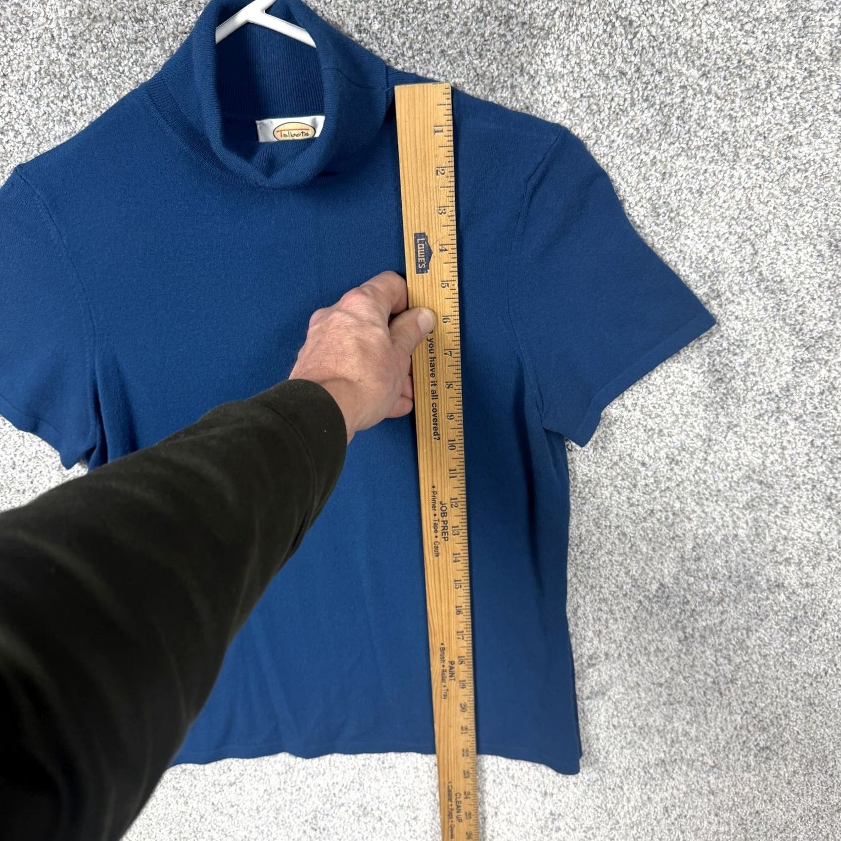 Talbots Talbots Sweater Womens Petite M Pullover Short Sleeve Blue Turtleneck Kn IT Solid, Italy, Classic, Preppy, All Seasons, Casual Womens Size M / US 6-8 / IT 42-44 - 2 Thumbnail