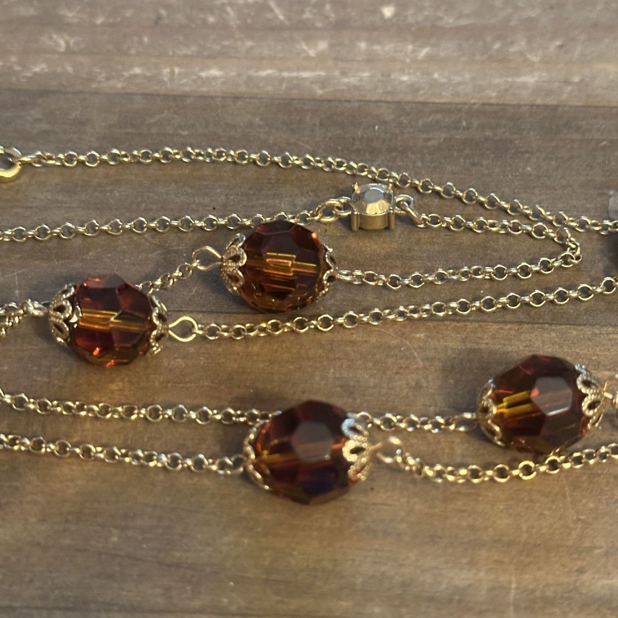 Other Liz Claiborne long gold tone station amber bead necklace Size ONE SIZE - 4 Thumbnail