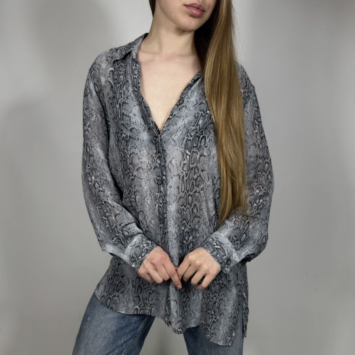 Ferre GF Ferre Snake Python Print Luxury Style Retro Long Shirt Size M / US 6-8 / IT 42-44 - 3 Thumbnail