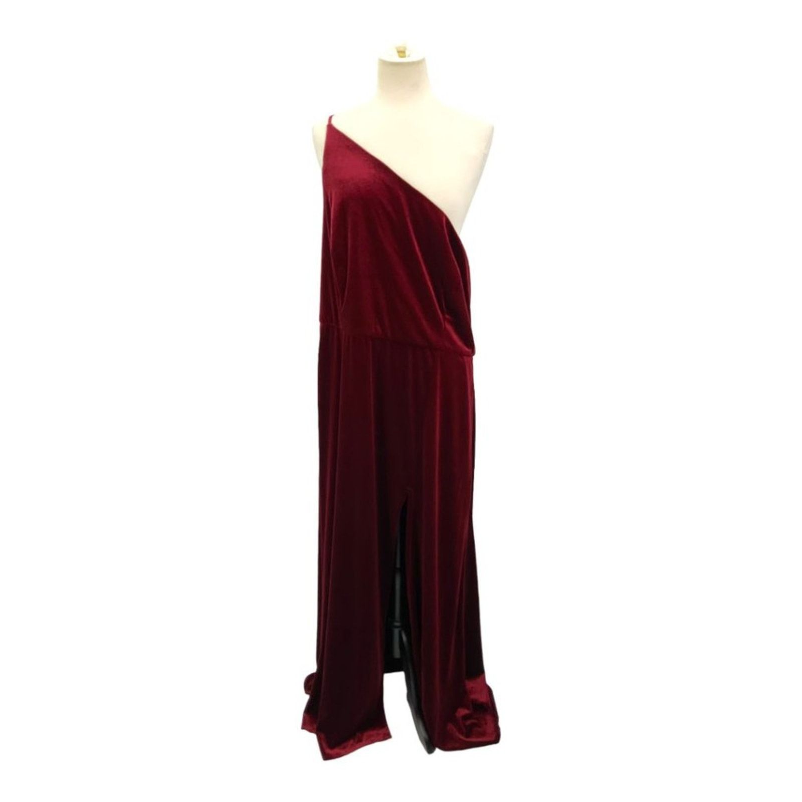 After Six After Six One-Shoulder Cabernet Velvet Gown Size 22W NWT Size 3XL / US 20-22 - 6 Thumbnail