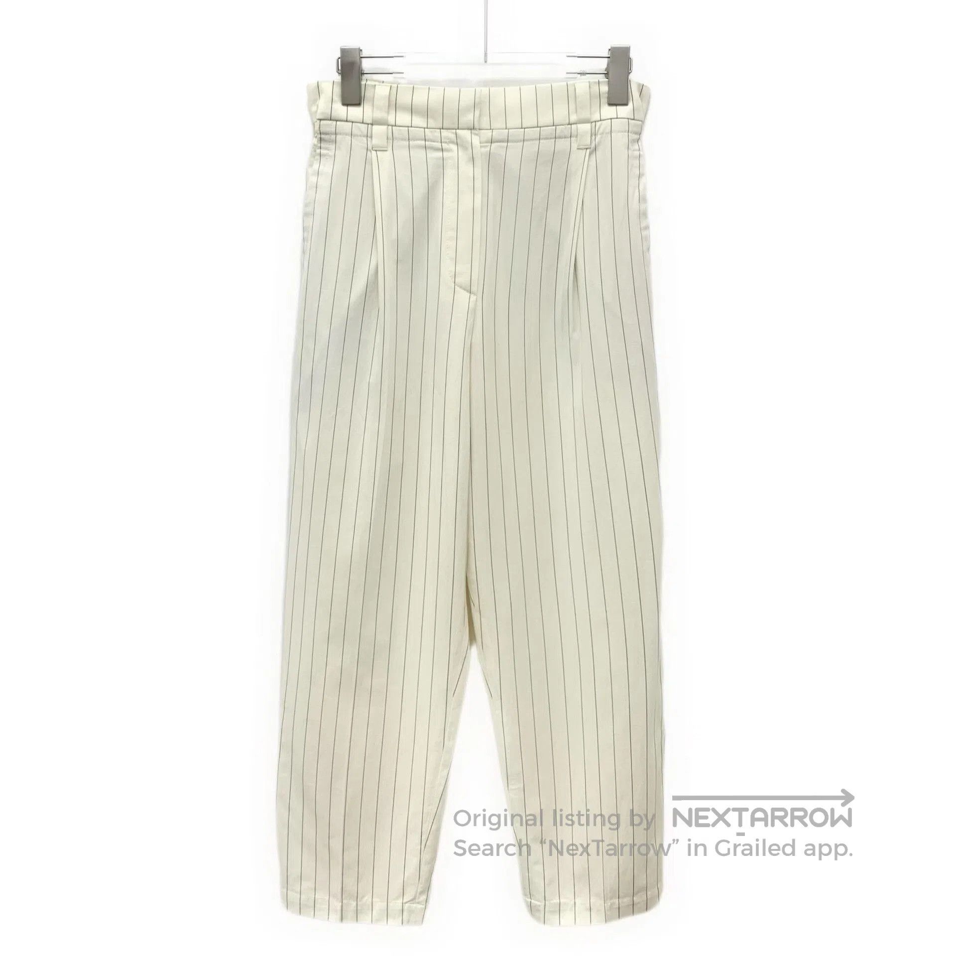 Brunello Cucinelli Brunello Cucinelli White Vertical Stripe Cotton Trousers. Size US 40 / EU 56 - 1 Thumbnail