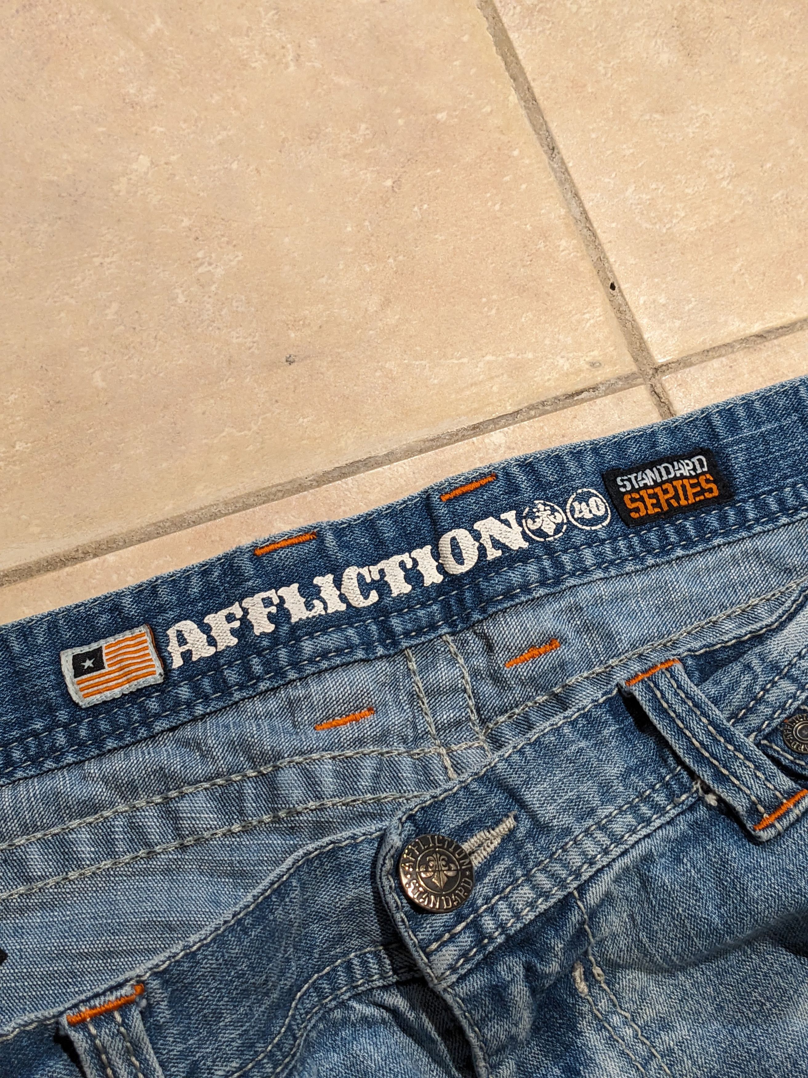 Vintage Y2K Affliction Size 40 Blue Denim Jeans