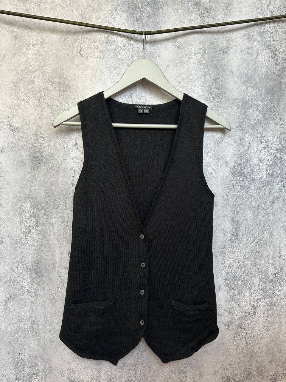 Theory Theory Carrano Harmonize 100% Wool Black Button Vest Sweater Size M / US 6-8 / IT 42-44 - 2 Thumbnail