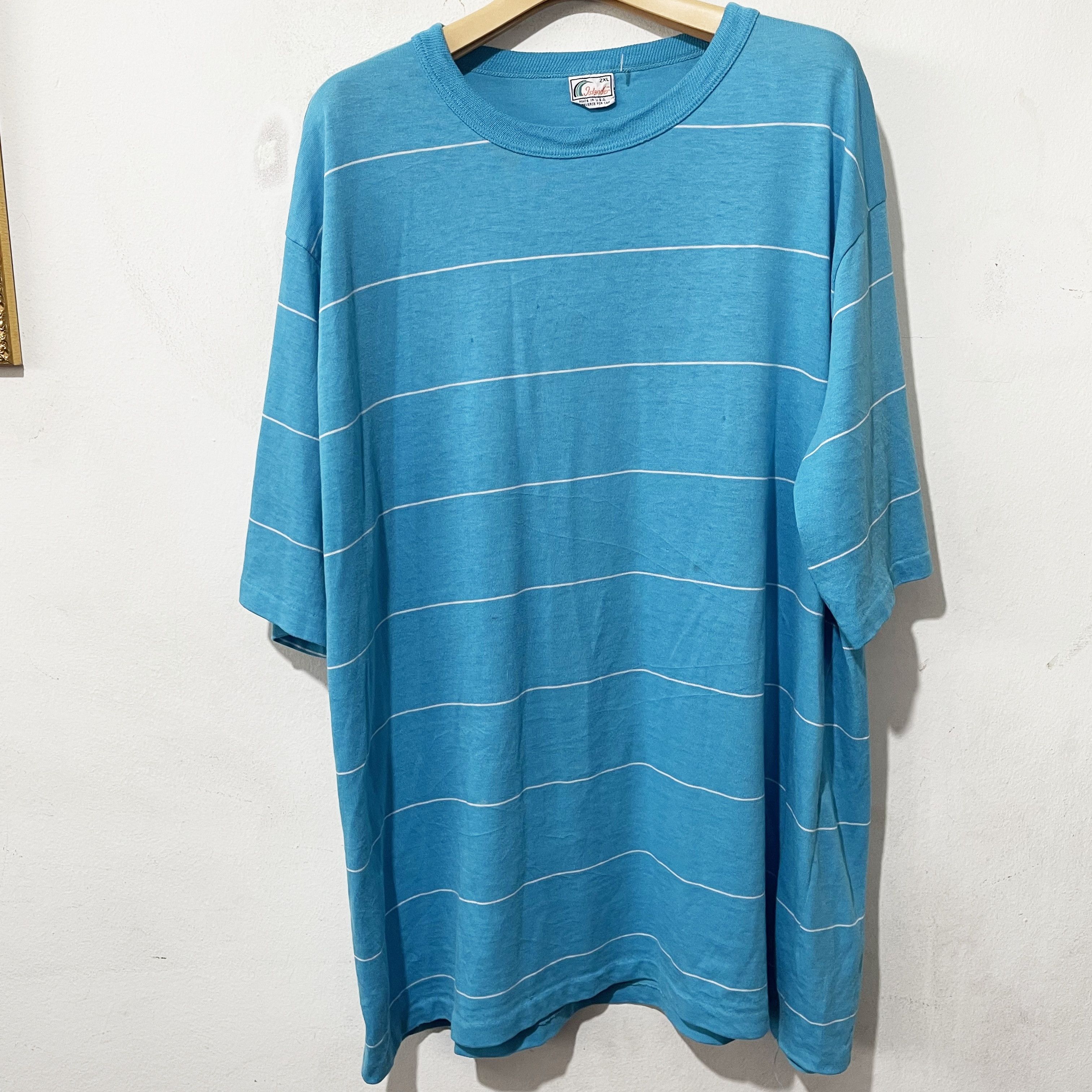 Vintage Vintage 90s Striped T-Shirt Size US XXL / EU 58 / 5 - 1 Thumbnail