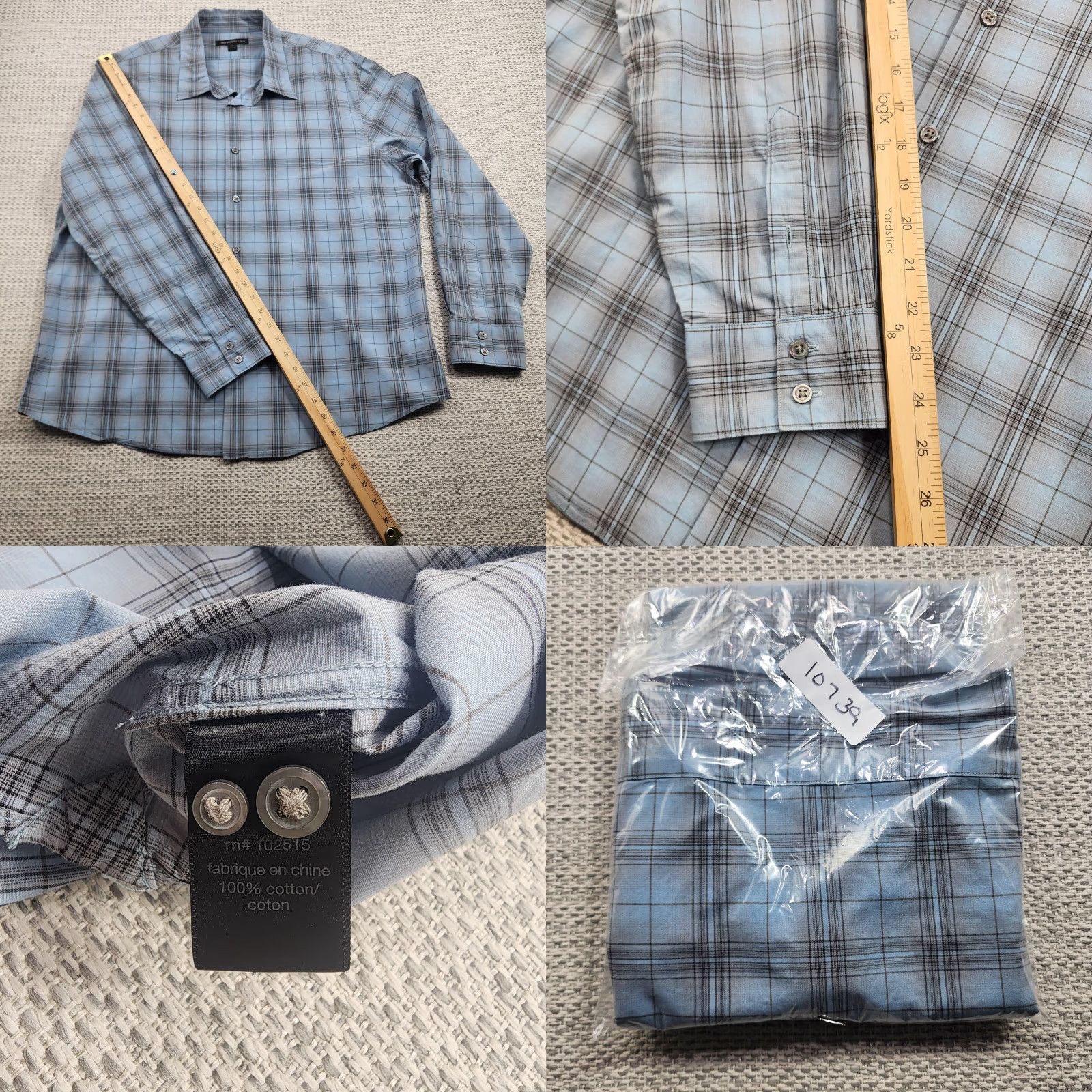 John Varvatos John Varvatos U.S.A. Shirt Mens 2XL Blue Plaid Long Sleeve Button Down Cotton Size US XXL / EU 58 / 5 - 9 Thumbnail