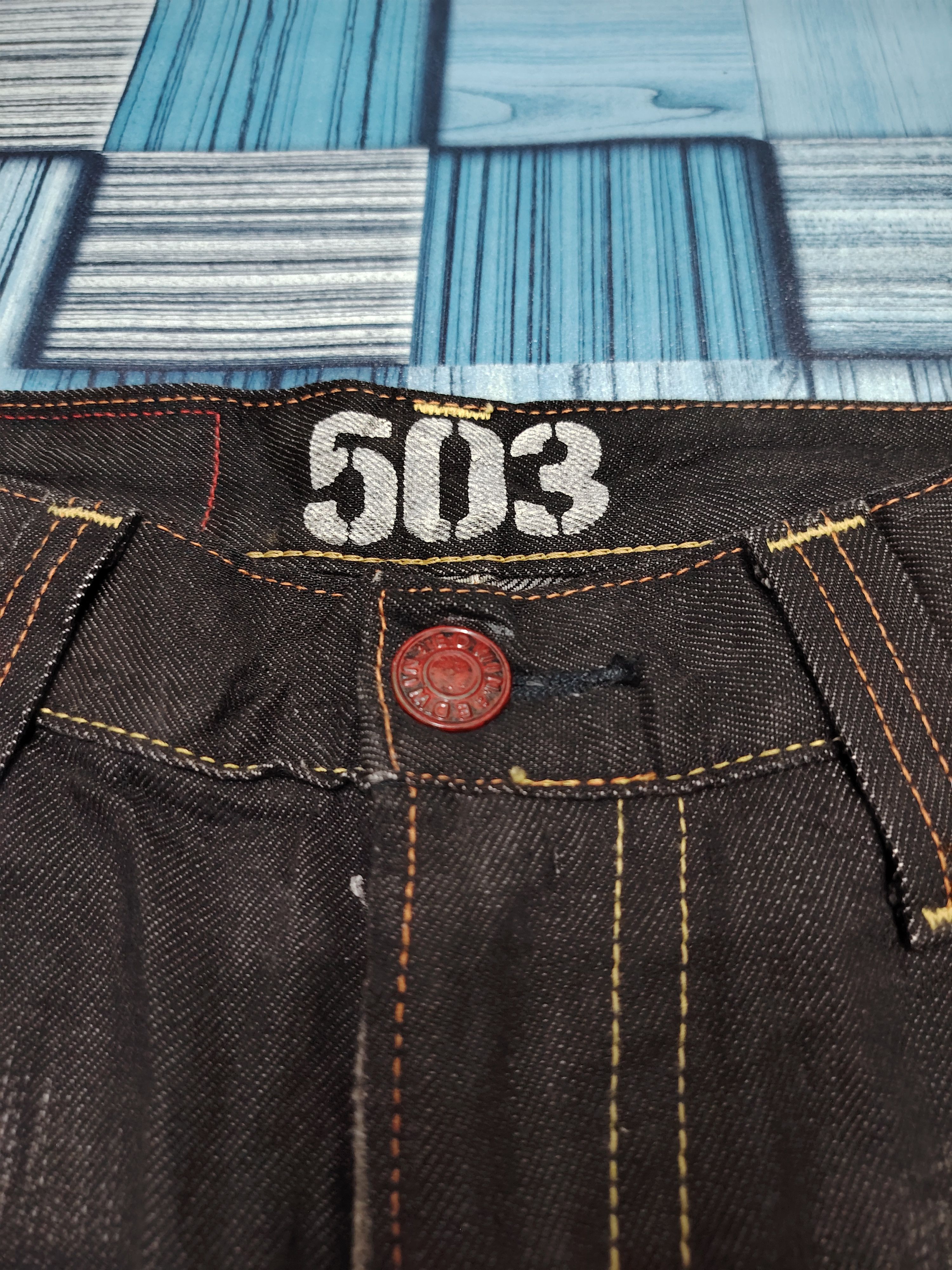 Edwin Japanese Edwin 503 Blue Trip Black Flared Jeans Size US 30 / EU 46 - 15 Thumbnail