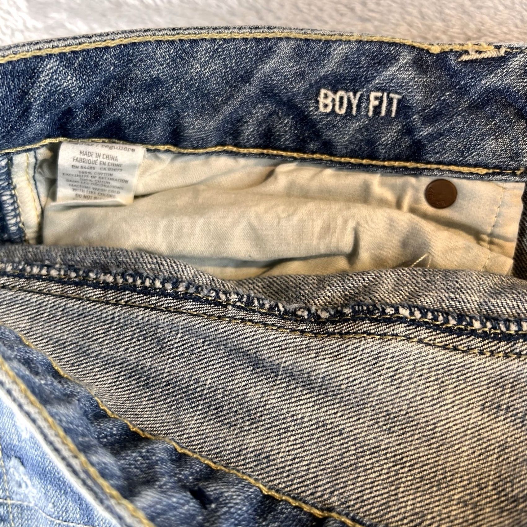 American Eagle Outfitters VINTAGE American Eagle Outfitters Jeans Boyfriend Distressed Blue 12R 34x25 Women Girls Boho Y2K Size 34" / US 12 / IT 48 - 5 Thumbnail