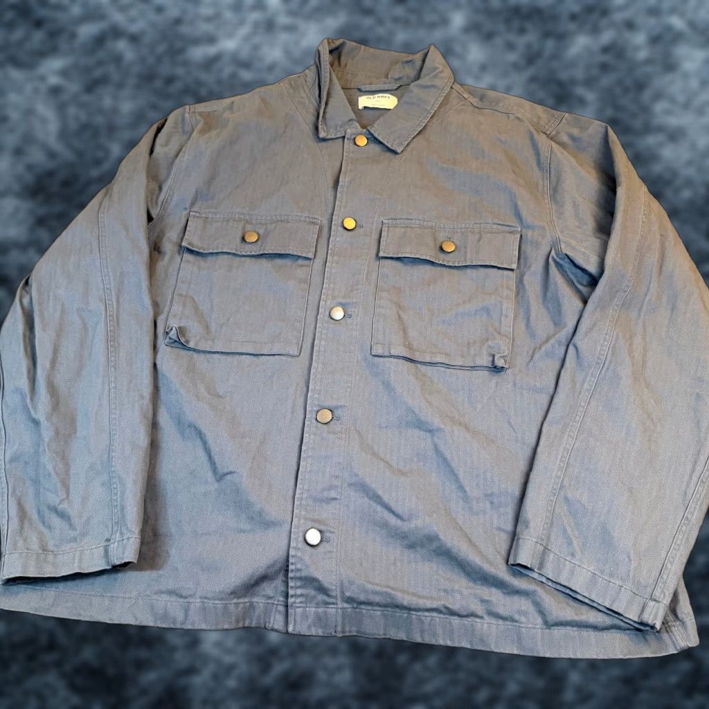 Old Navy Old Navy Shacket Jacket Mens XXL 2XL Herringbone Blue Grey Twill Snap Front Pockets Casual Workwear Size US XXL / EU 58 / 5 - 1 Thumbnail