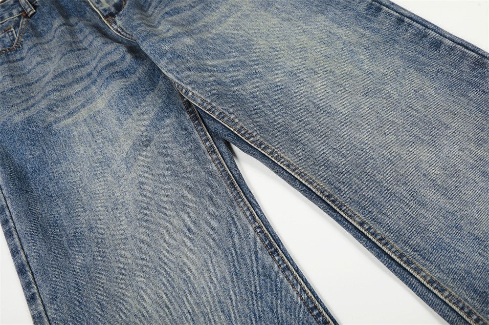 Jean Retro punk men's loose gradient washed distressed jeans Size US 32 / EU 48 - 4 Thumbnail