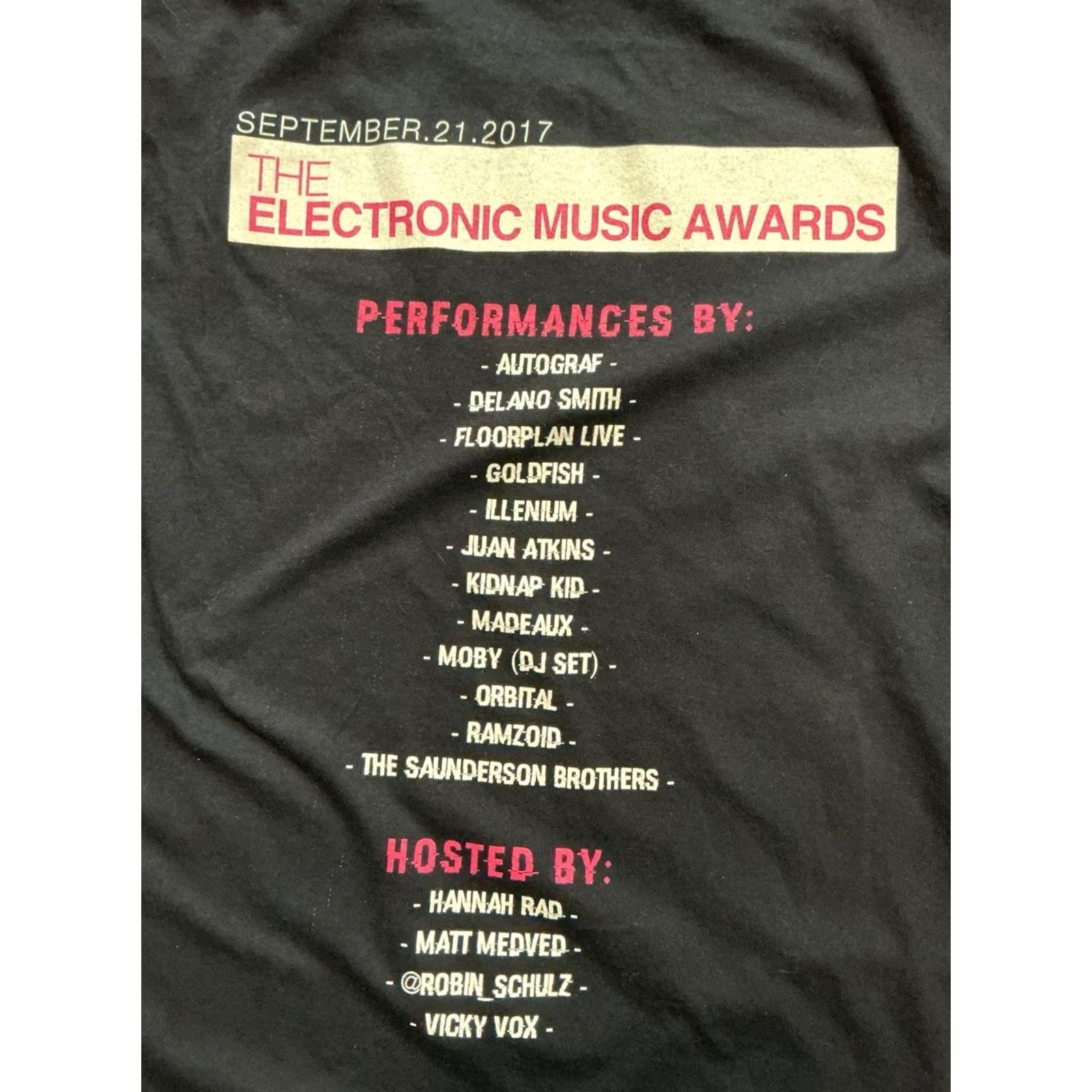 Vintage VINTAGE The Electronic Music Awards 2017 Autograf Goldfish Lineup EDM Black Graphic T-Shirt LG Mens Size US L / EU 52-54 / 3 - 5 Thumbnail