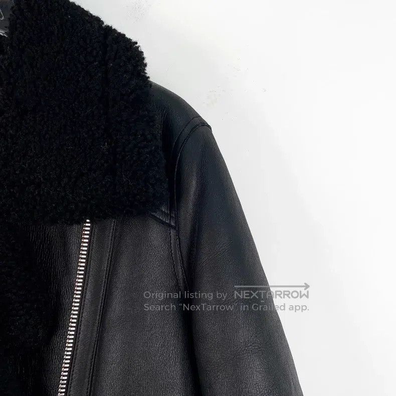 Acne Studios Acne Studios Black Lamb Fur Notched Collar Zip-Up Long Sle Size XS / US 0-2 / IT 36-38 - 3 Thumbnail