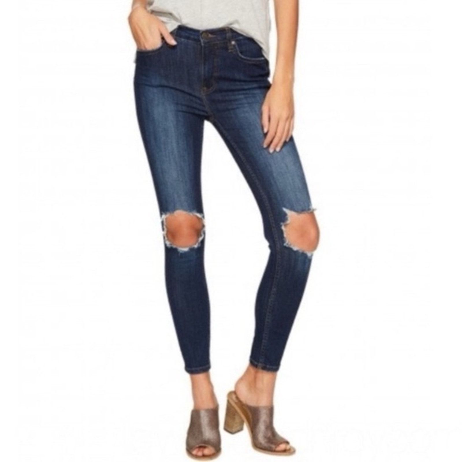 Free People Free People Busted Knee High Waisted Skinny Jeans Women’s 26 Size 26" / US 2 / IT 38 - 1 Thumbnail