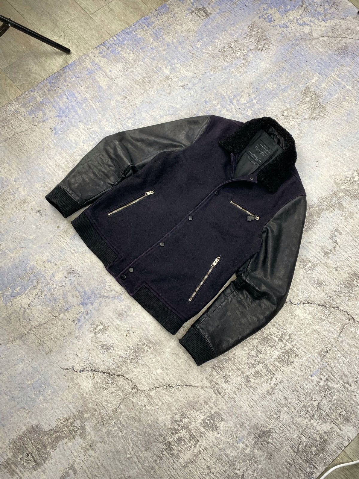 Allsaints Allsaints leather wool jacket bomber mens rare purple black Size US M / EU 48-50 / 2 - 4 Thumbnail