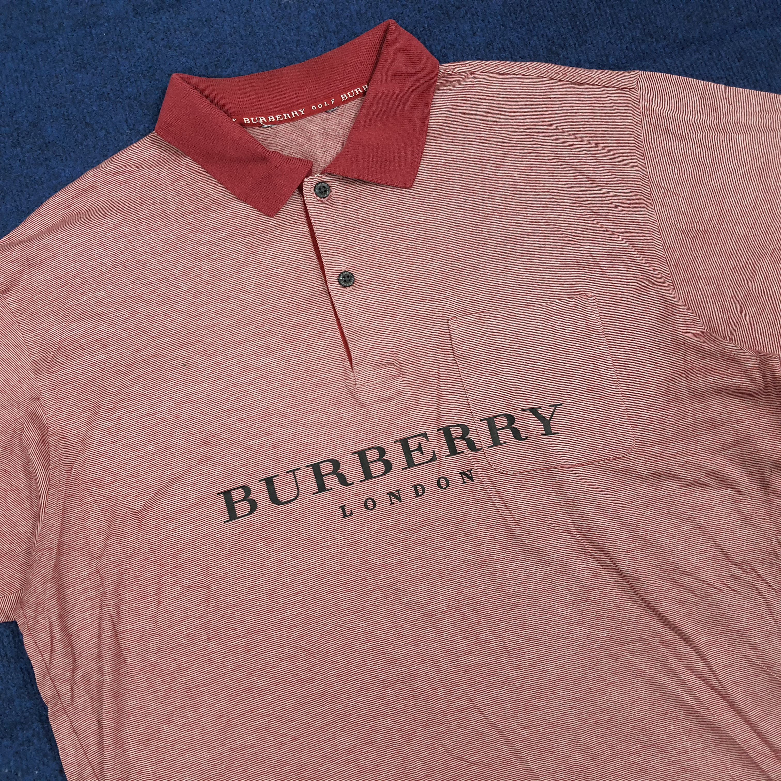 Burberry Vintage Burberry Golf Red Pinstripe Polo Shirt C276N43 Size US L / EU 52-54 / 3 - 2 Thumbnail