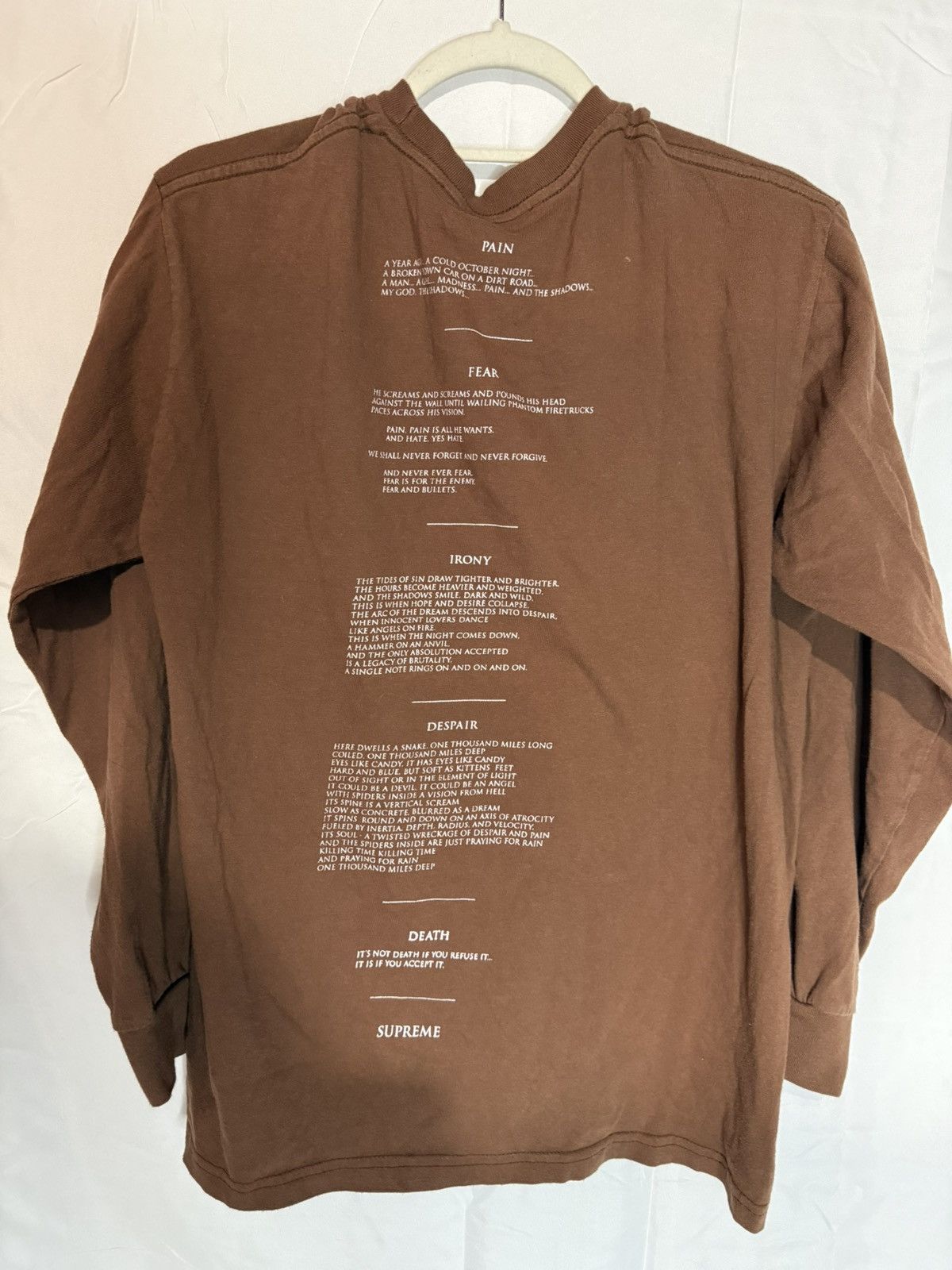Supreme RARE FW21 Supreme x The Crow Long‑Sleeve Tee Brown Medium Size US M / EU 48-50 / 2 - 2 Thumbnail