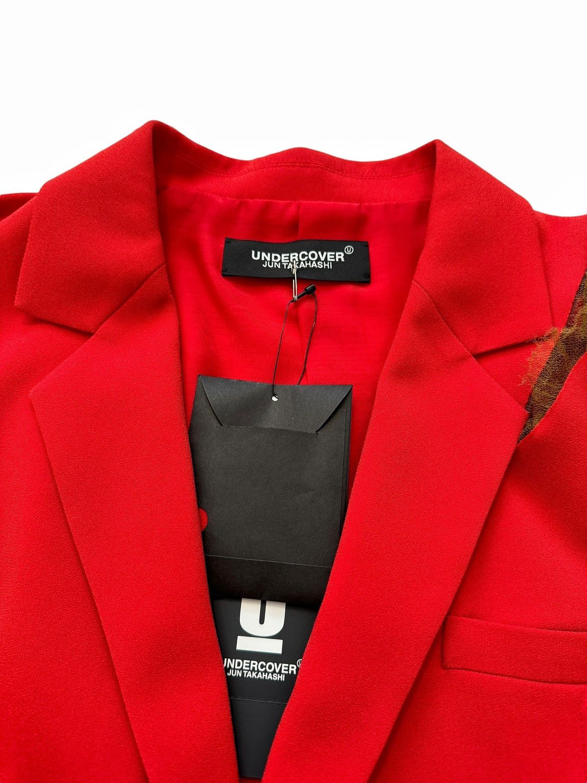 Undercover (Sz 1) $1,140 Silk Acetate Split Deconstructed Red Blazer Size S / US 4 / IT 40 - 9 Thumbnail